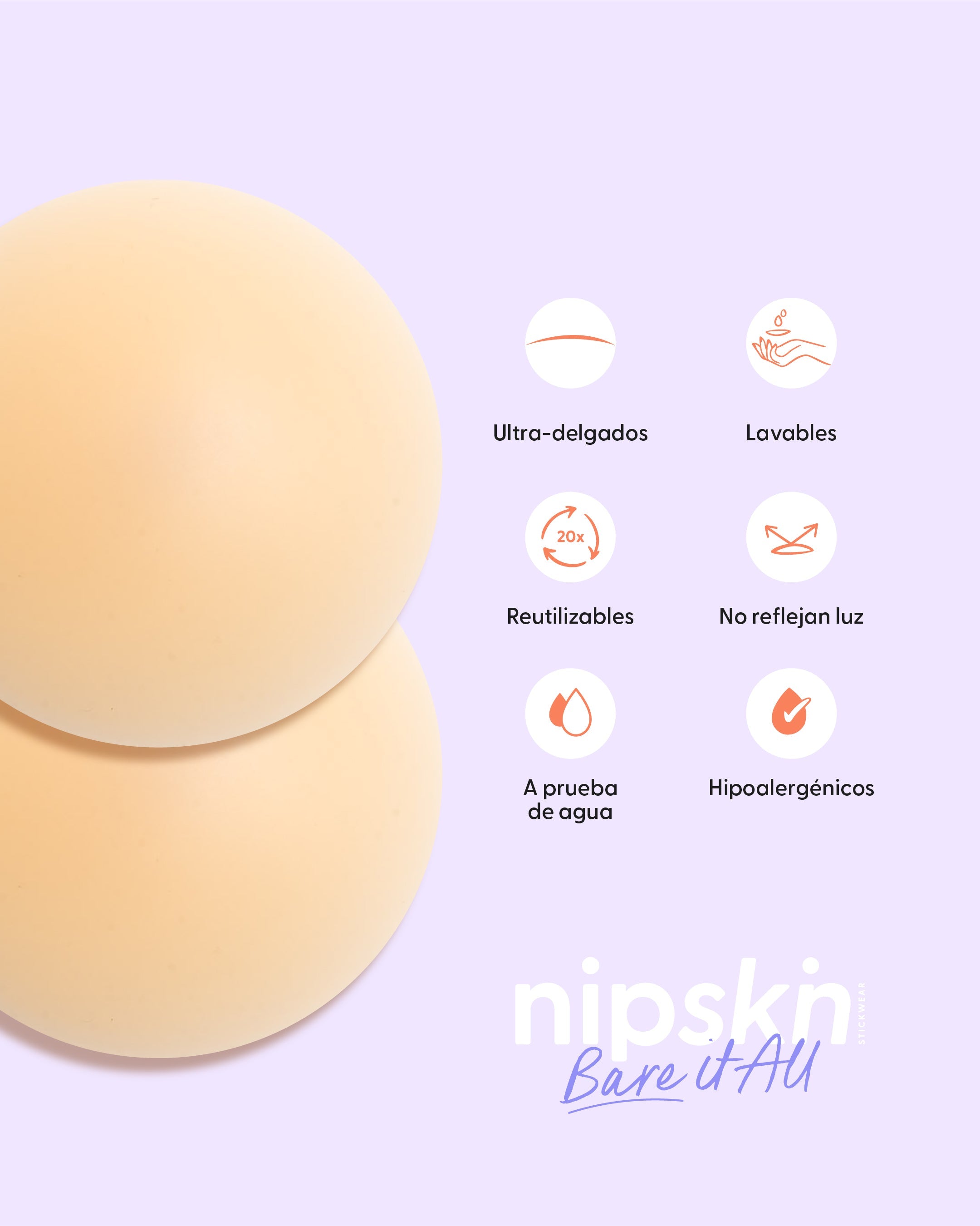 Kit Cubre pezones  Sin Adhesivo + Cubre pezones  Con Adhesivo | Nipskin®