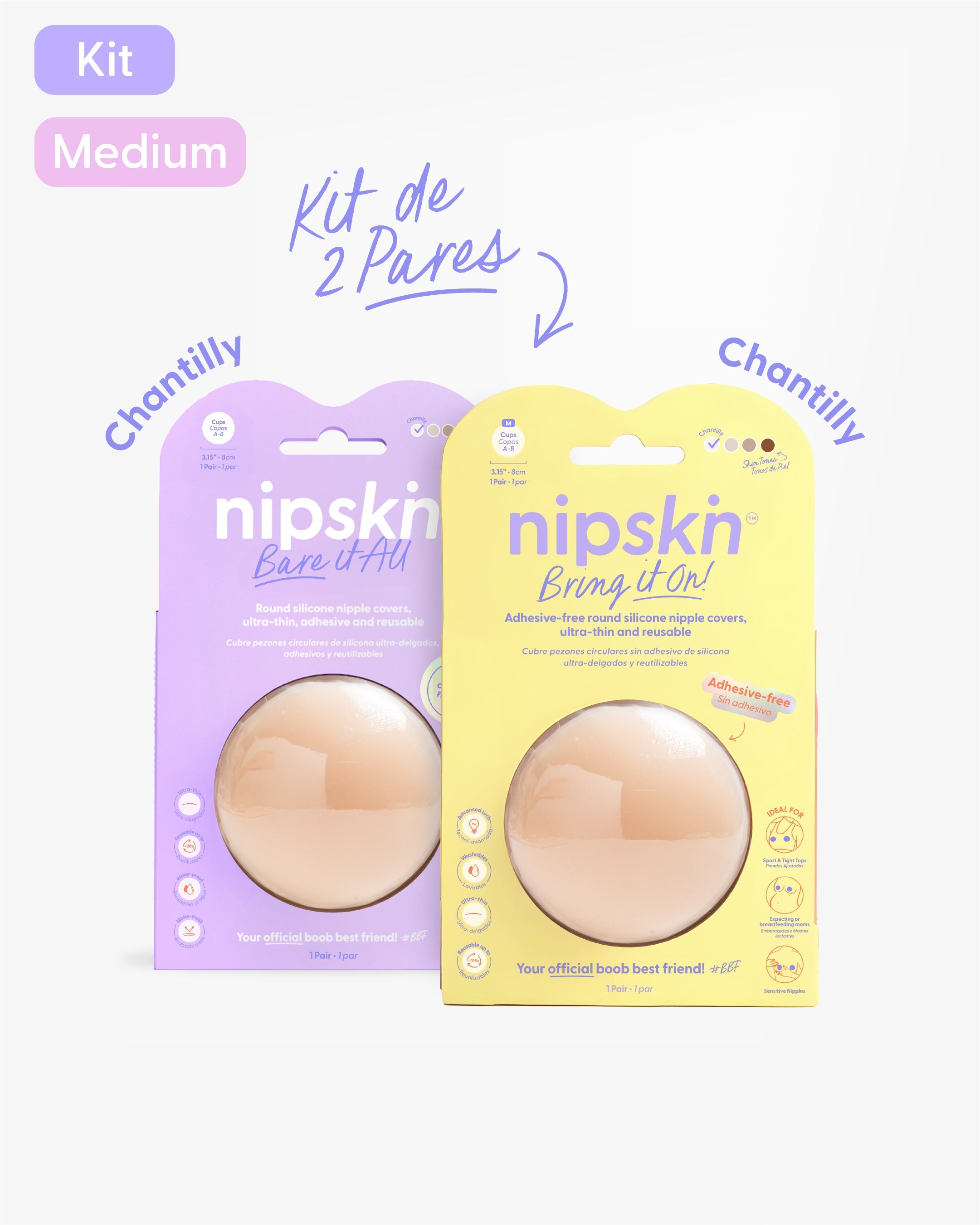 Kit Cubre pezones  Sin Adhesivo + Cubre pezones  Con Adhesivo | Nipskin®