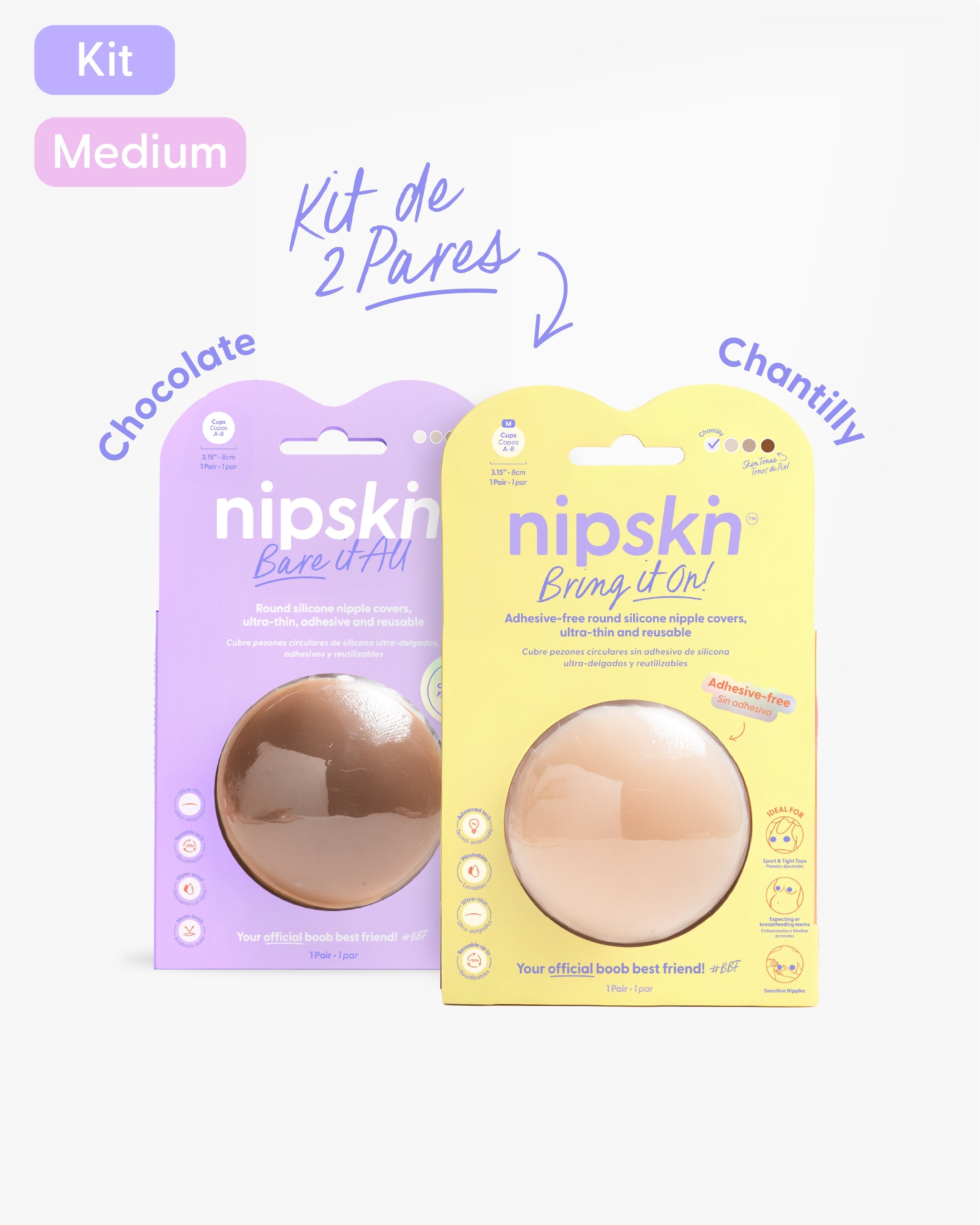 Kit Cubre pezones  Sin Adhesivo + Cubre pezones  Con Adhesivo | Nipskin®