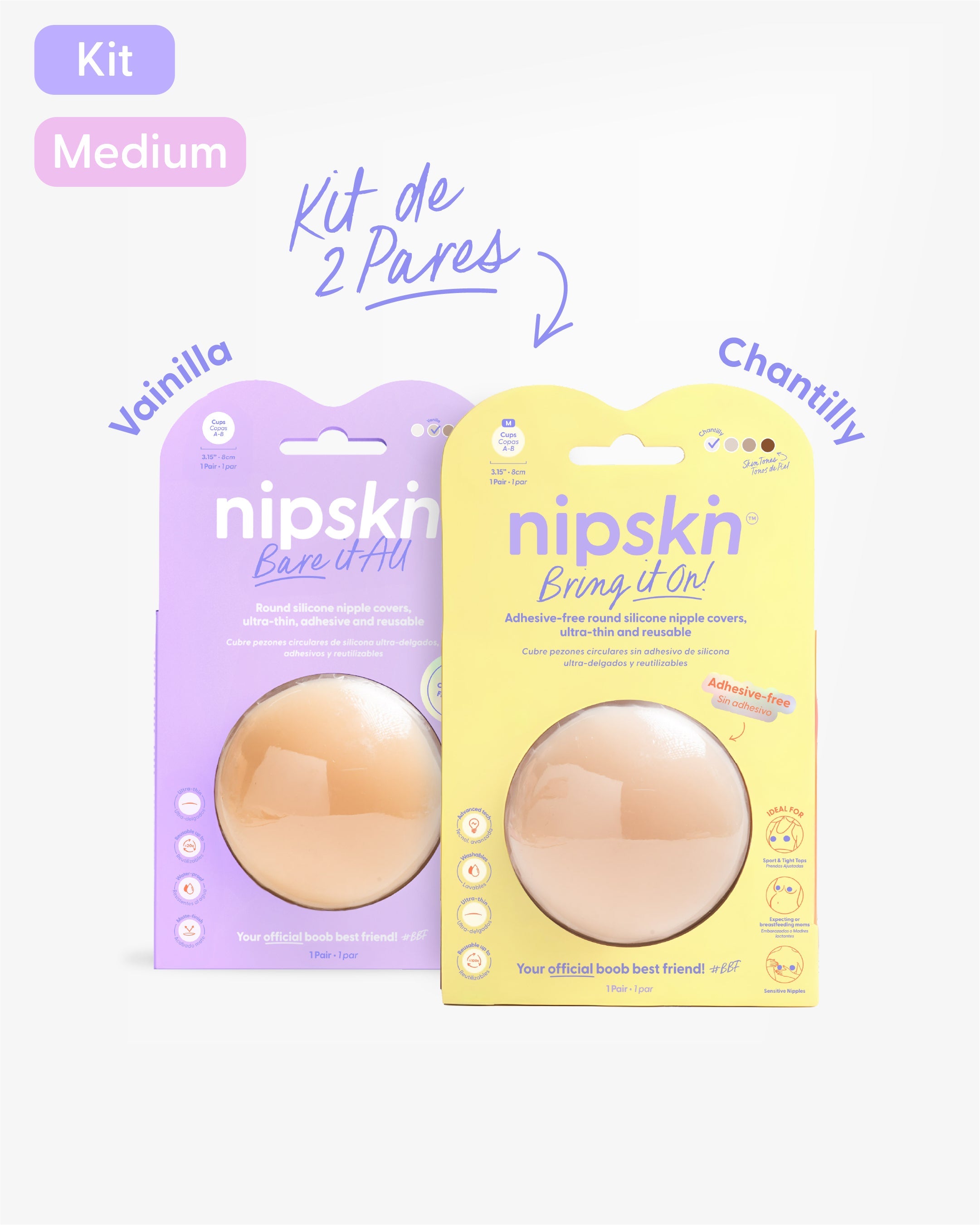Kit Cubre pezones  Sin Adhesivo + Cubre pezones  Con Adhesivo | Nipskin®