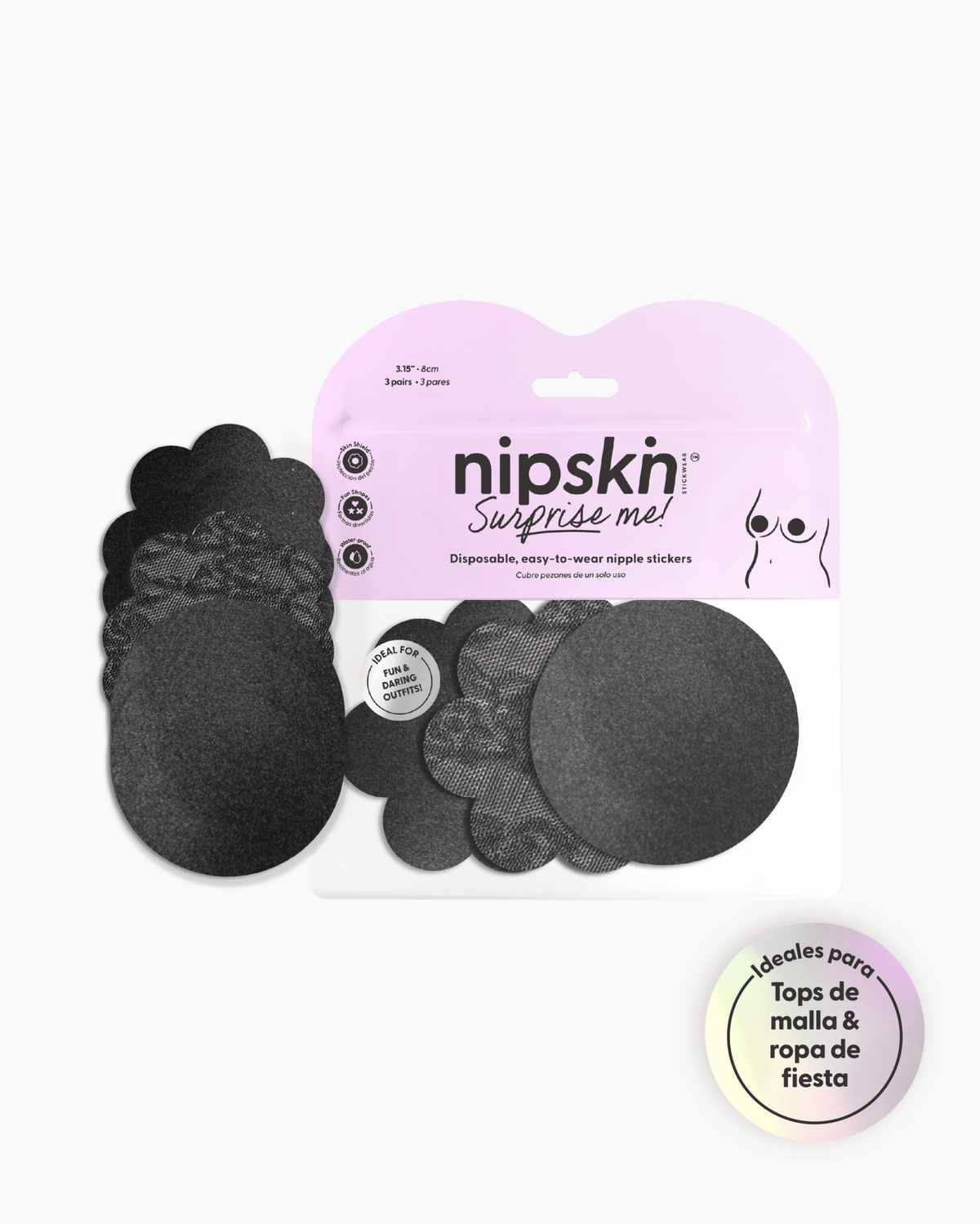 Black surprise me - Stickers para cubrir los pezones de un solo uso - Nipskin® - Nipskin Salvador