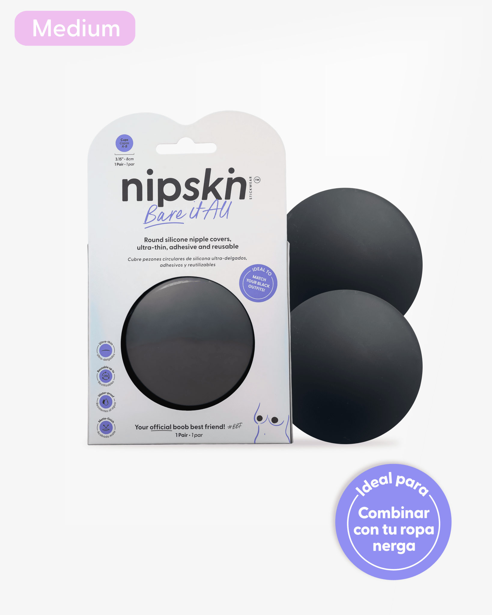 Cubre Pezón de Silicona Negro, Bare It All - Nipskin® - Nipskin Salvador