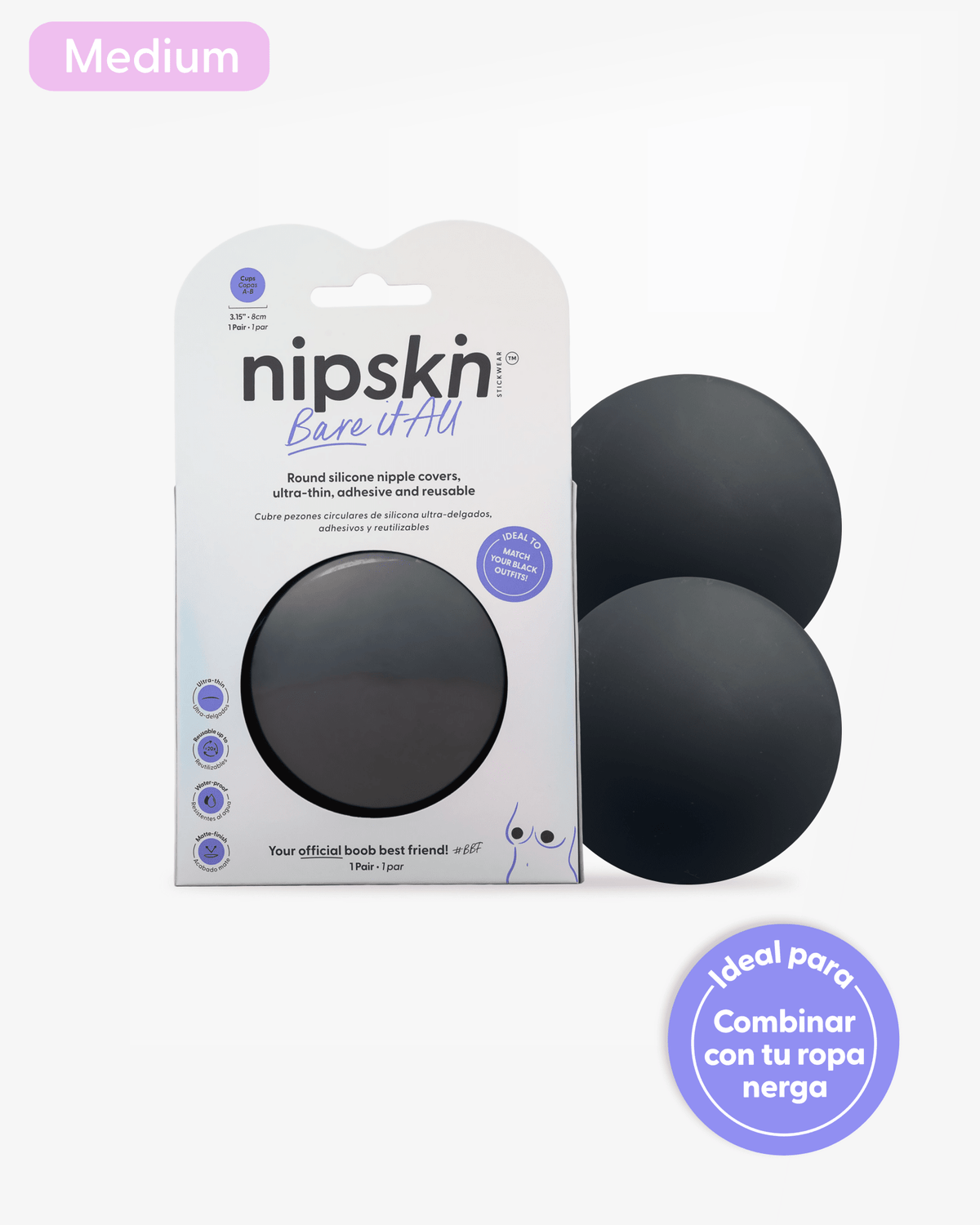 Cubre Pezón de Silicona Negro, Bare It All - Nipskin® - Nipskin Salvador