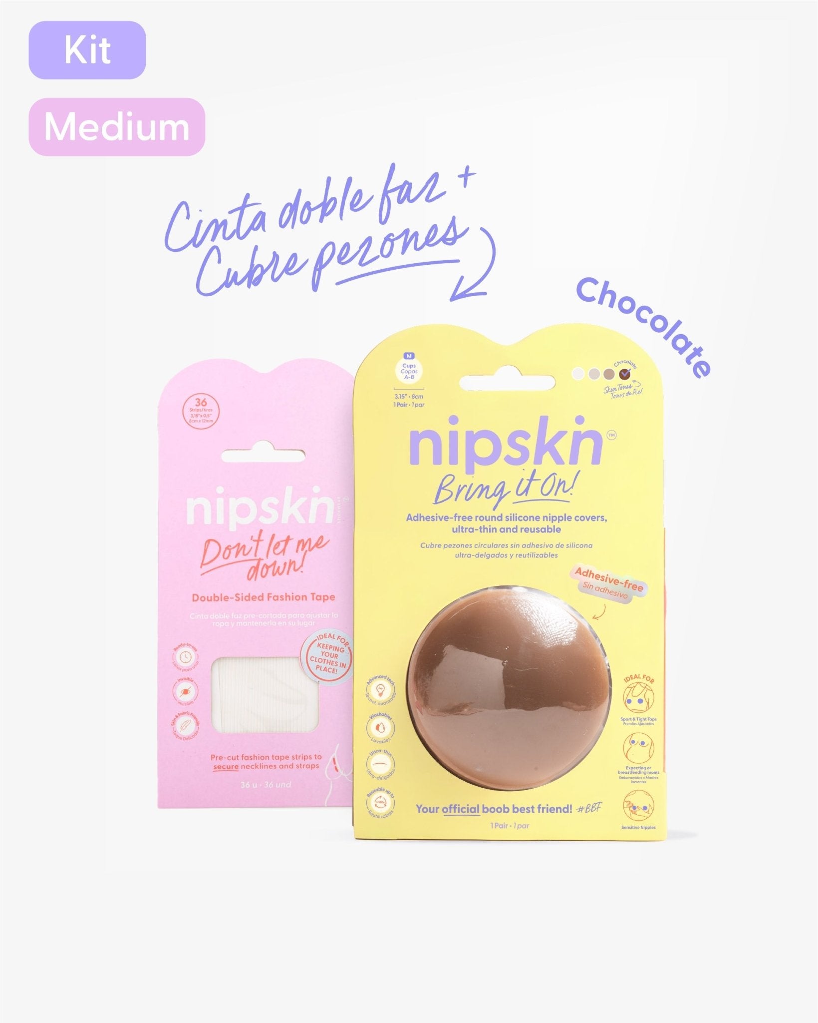 Cubre pezones Sin Adhesivo más Cinta Doble Faz, Bring It On | Nipskin® - Nipskin Salvador