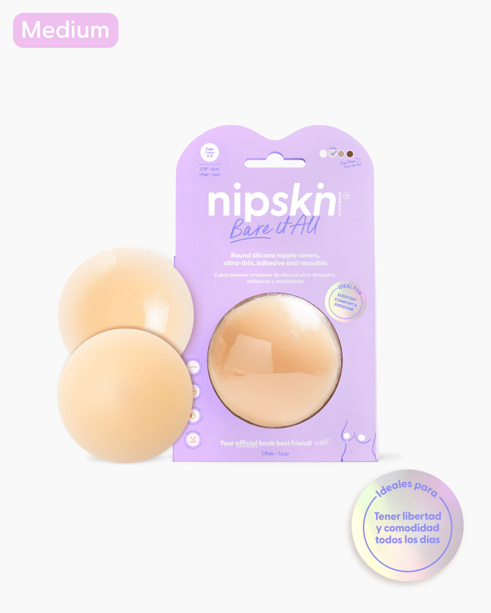 Cubrepezones de Silicona Reutilizable, Bare It All - Nipskin® - Nipskin Salvador