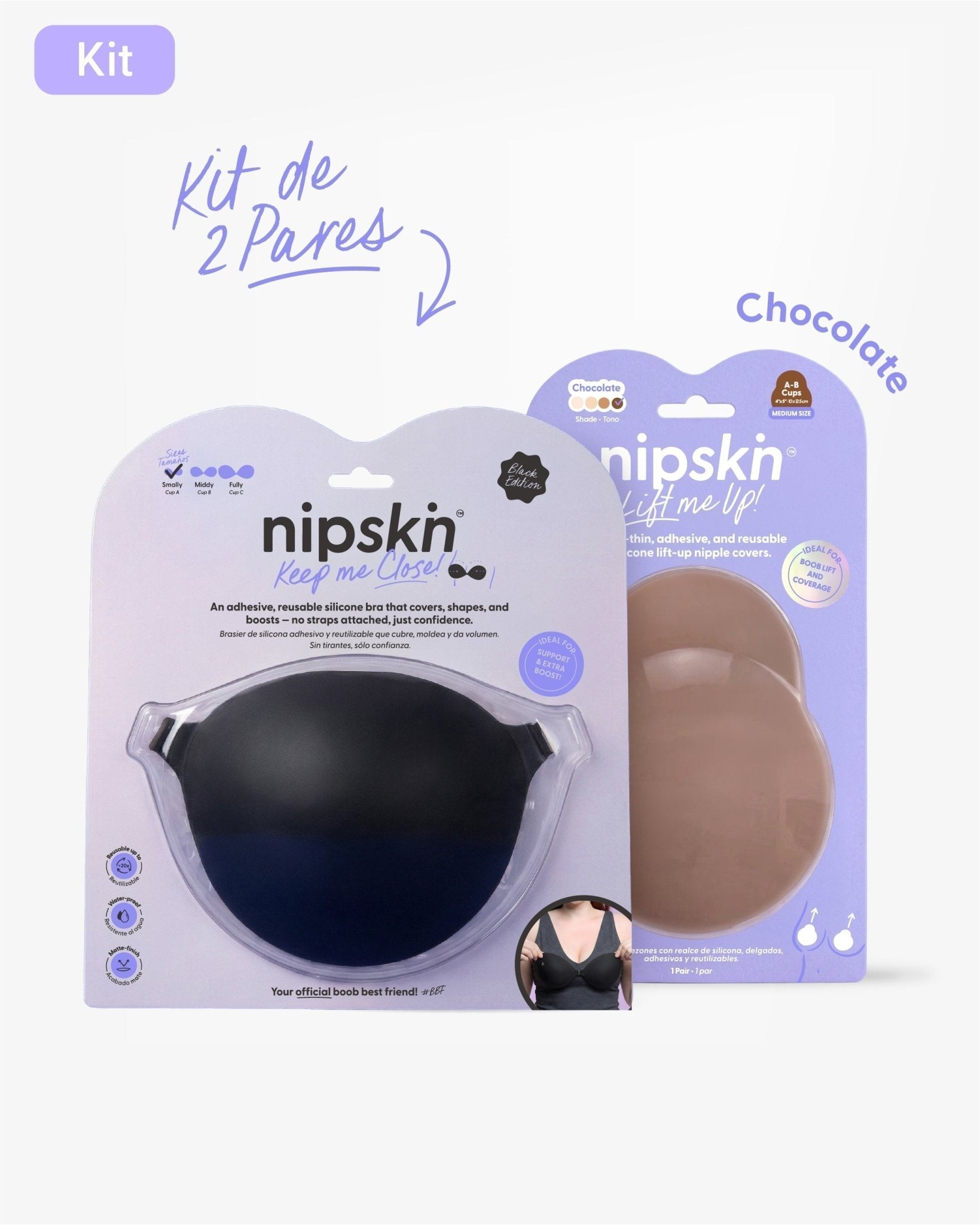 Kit Brasier Adhesivo + Copas Adhesivas en Silicona Para Levantar busto (Talla M) - Nipskin® - Nipskin Salvador