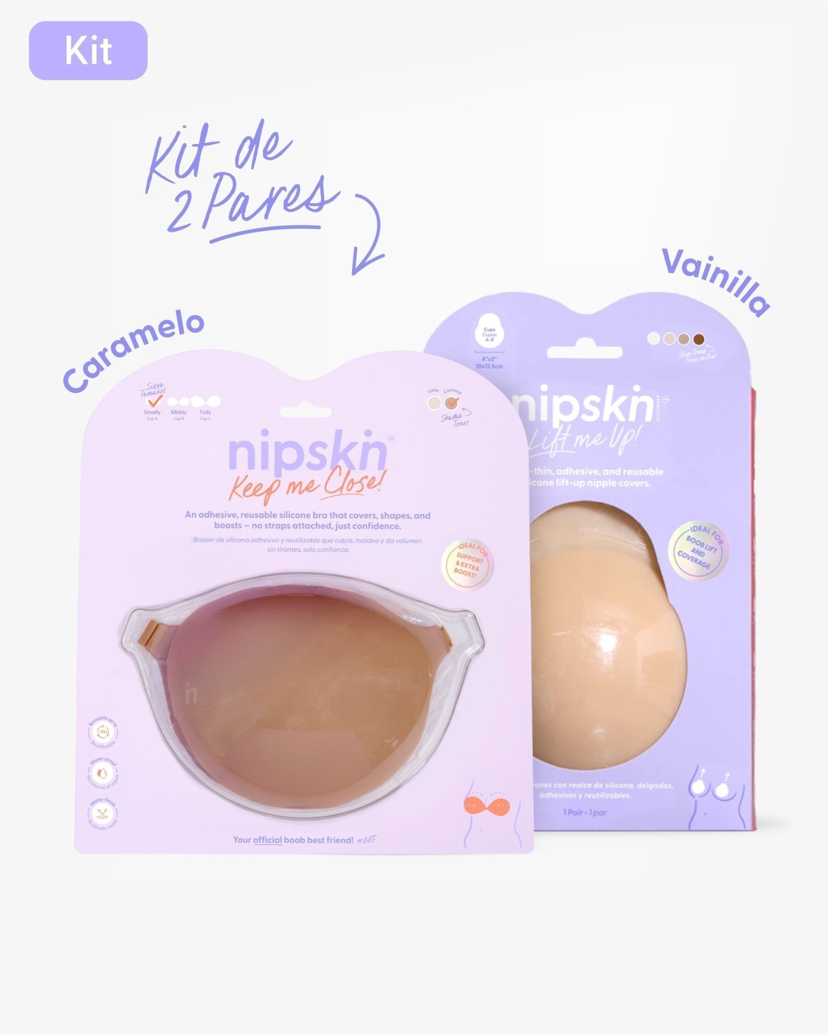 Kit Brasier Adhesivo + Copas Adhesivas en Silicona Para Levantar busto (Talla M) - Nipskin® - Nipskin Salvador