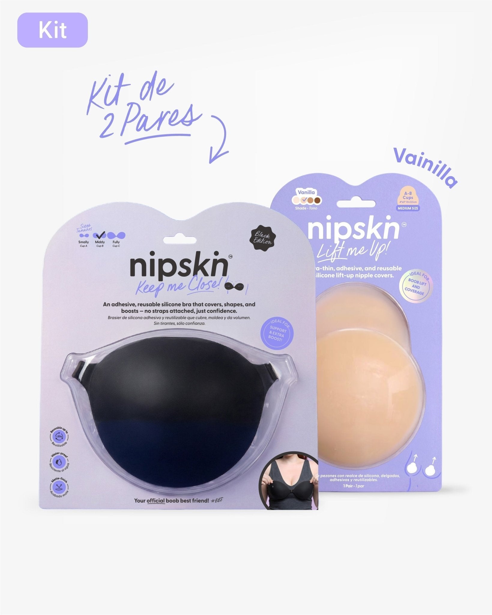 Kit Brasier Adhesivo + Copas Adhesivas en Silicona Para Levantar busto (Talla M) - Nipskin® - Nipskin Salvador