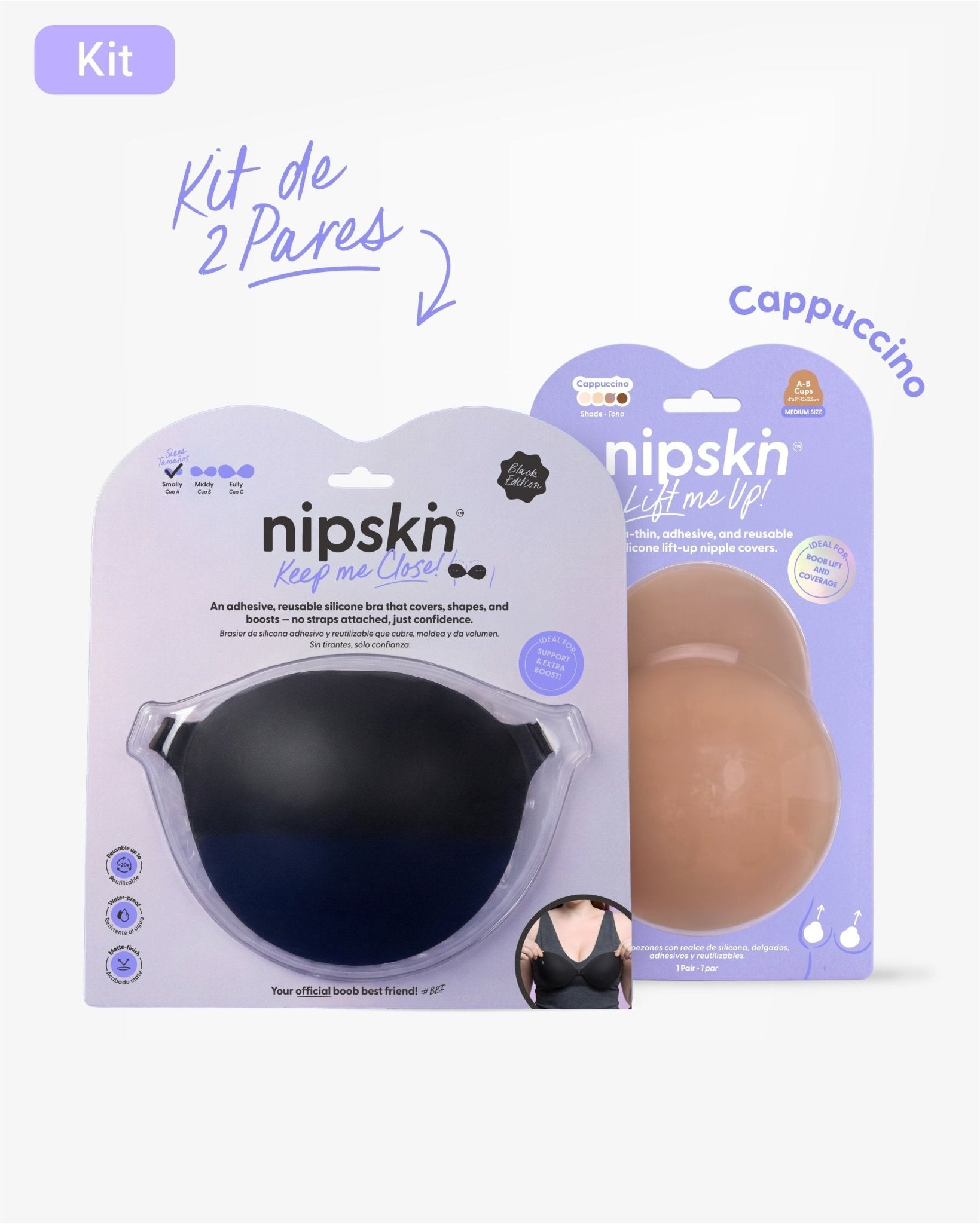 Kit Brasier Adhesivo + Copas Adhesivas en Silicona Para Levantar busto (Talla M) - Nipskin® - Nipskin Salvador