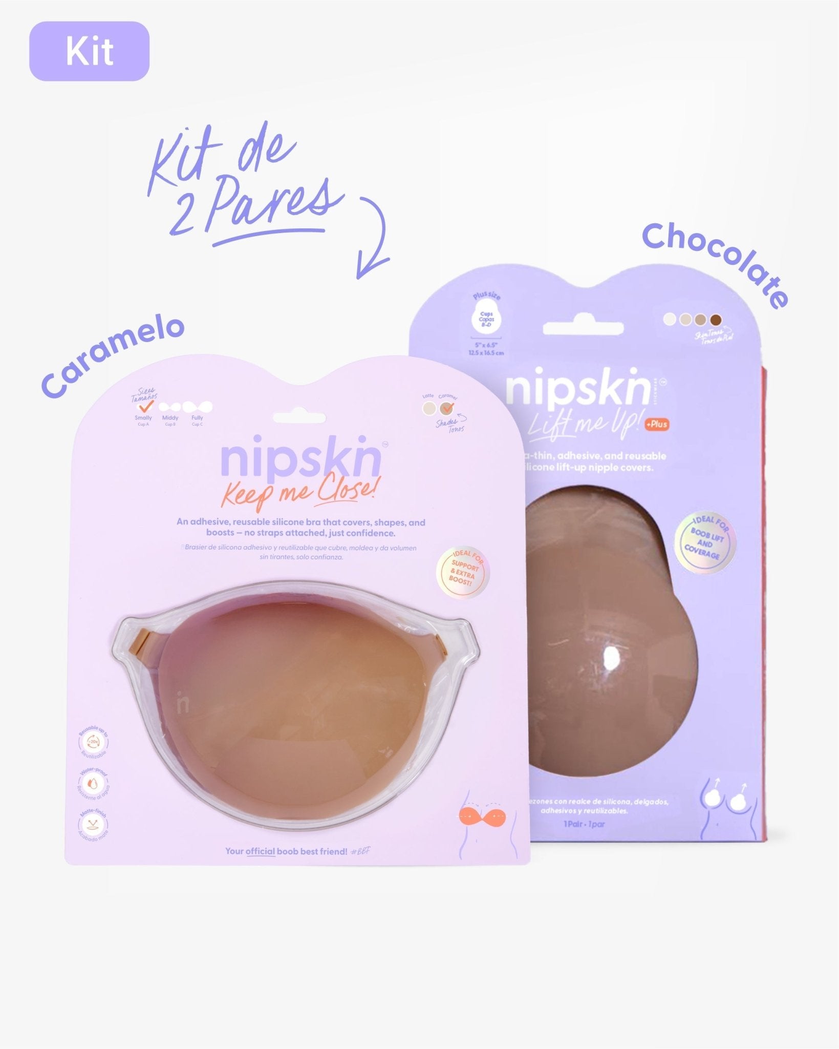 Kit Brasier Adhesivo + Copas Adhesivas en Silicona (Talla PLUS) - Nipskin® - Nipskin Salvador