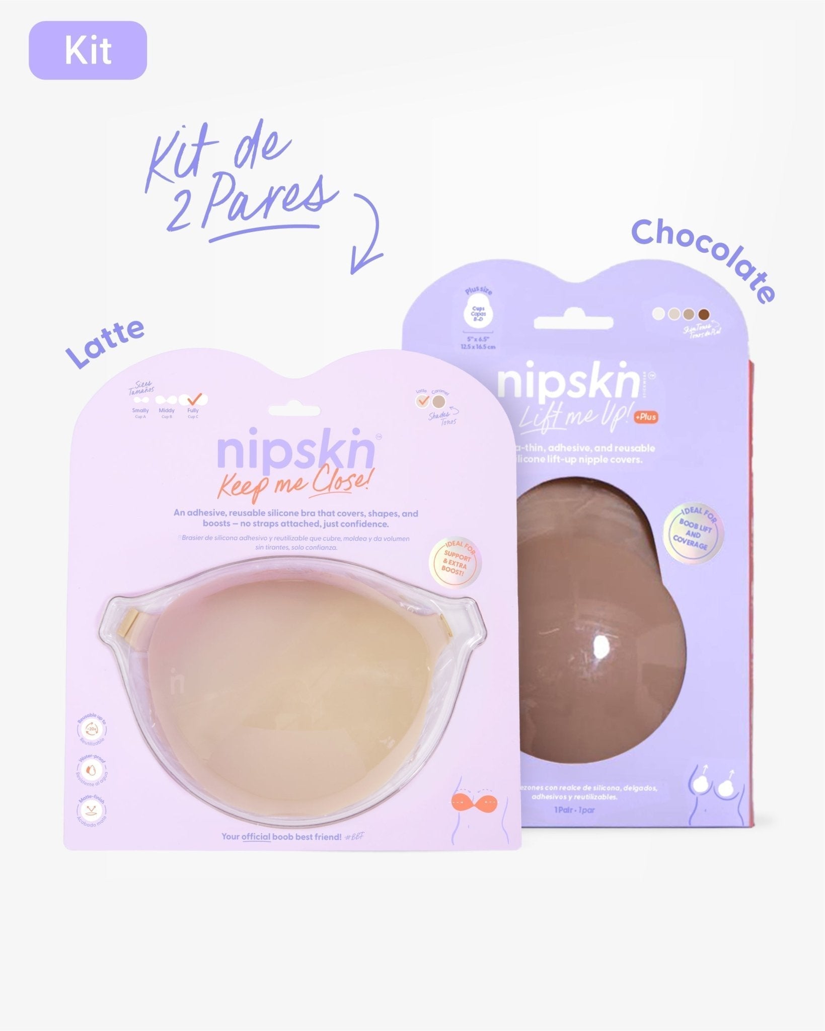 Kit Brasier Adhesivo + Copas Adhesivas en Silicona (Talla PLUS) - Nipskin® - Nipskin Salvador