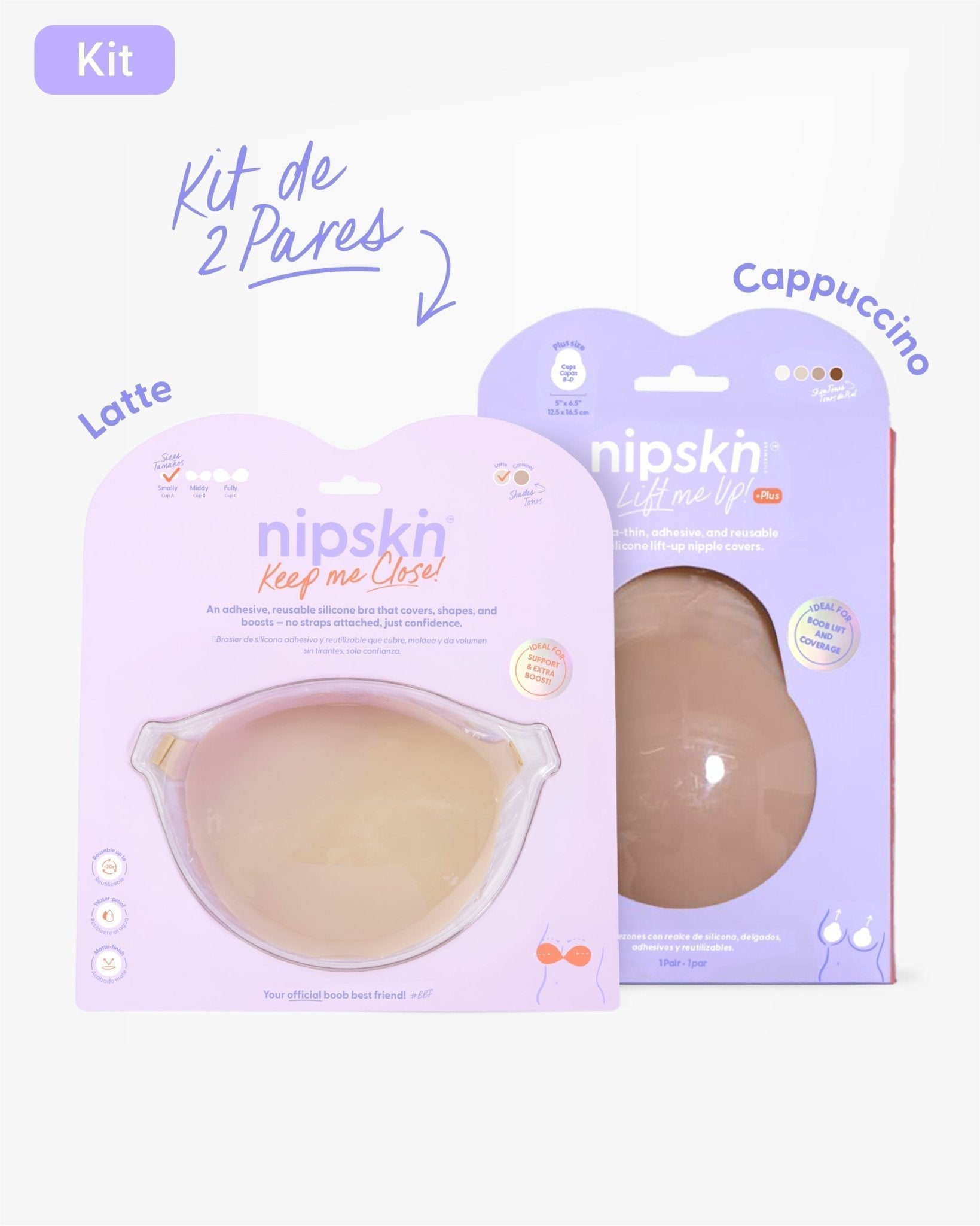 Kit Brasier Adhesivo + Copas Adhesivas en Silicona (Talla PLUS) - Nipskin® - Nipskin Salvador
