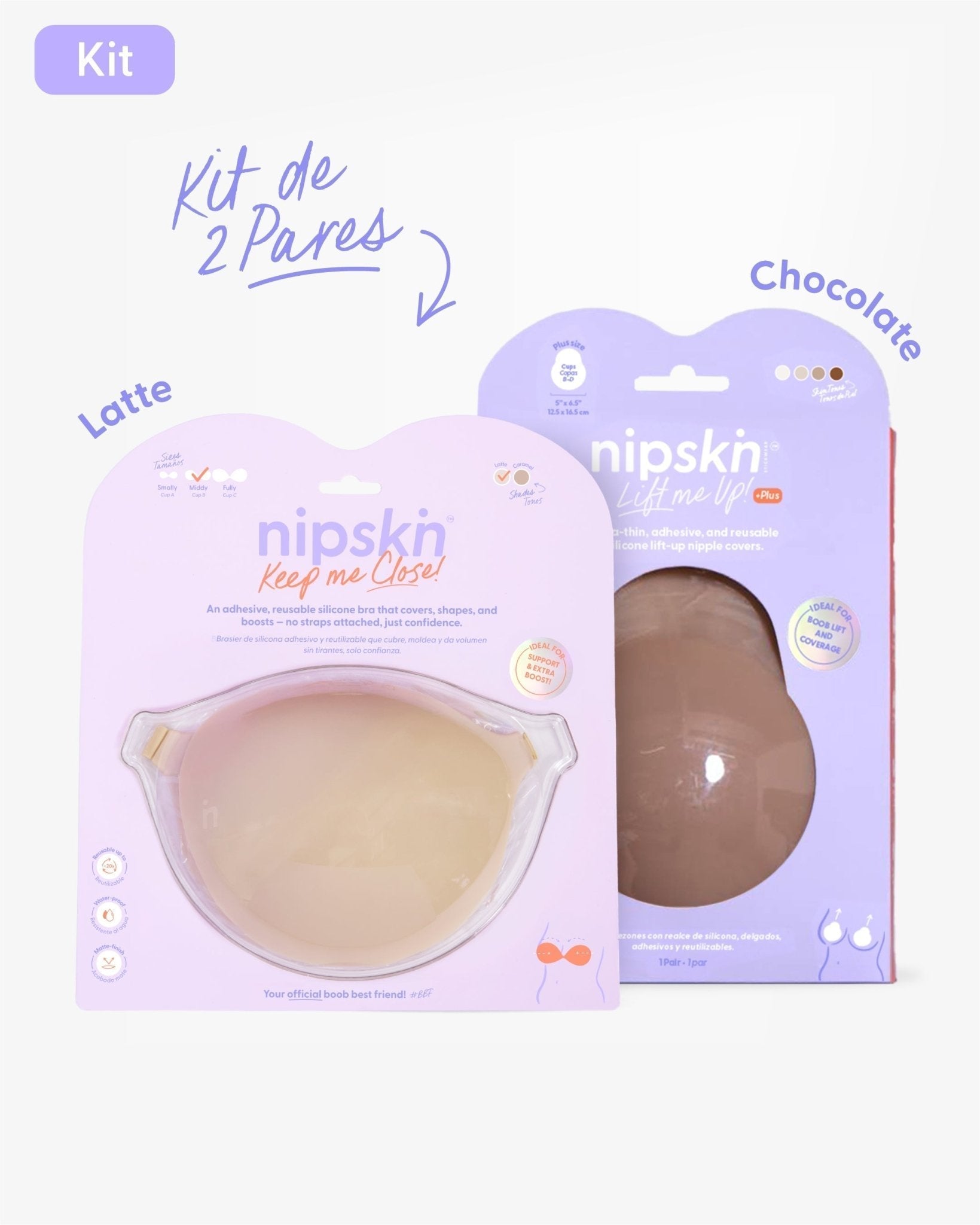Kit Brasier Adhesivo + Copas Adhesivas en Silicona (Talla PLUS) - Nipskin® - Nipskin Salvador
