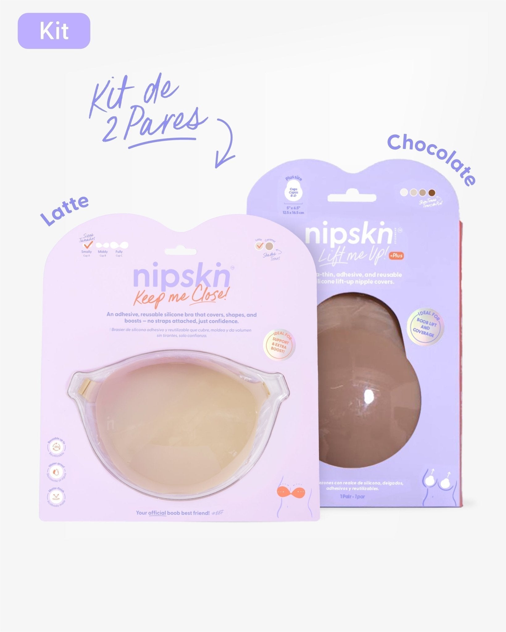 Kit Brasier Adhesivo + Copas Adhesivas en Silicona (Talla PLUS) - Nipskin® - Nipskin Salvador