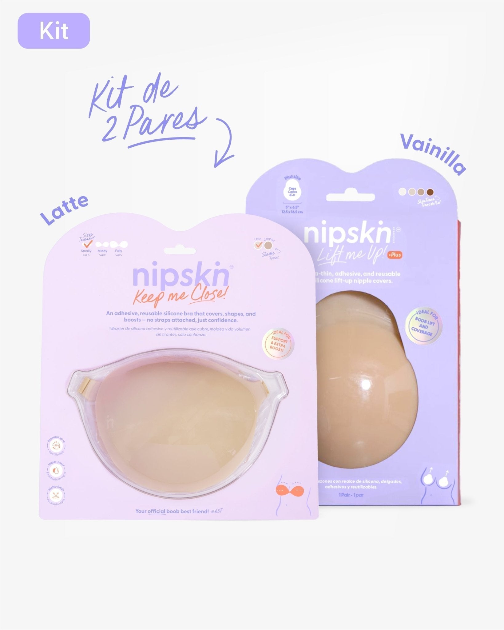 Kit Brasier Adhesivo + Copas Adhesivas en Silicona (Talla PLUS) - Nipskin® - Nipskin Salvador
