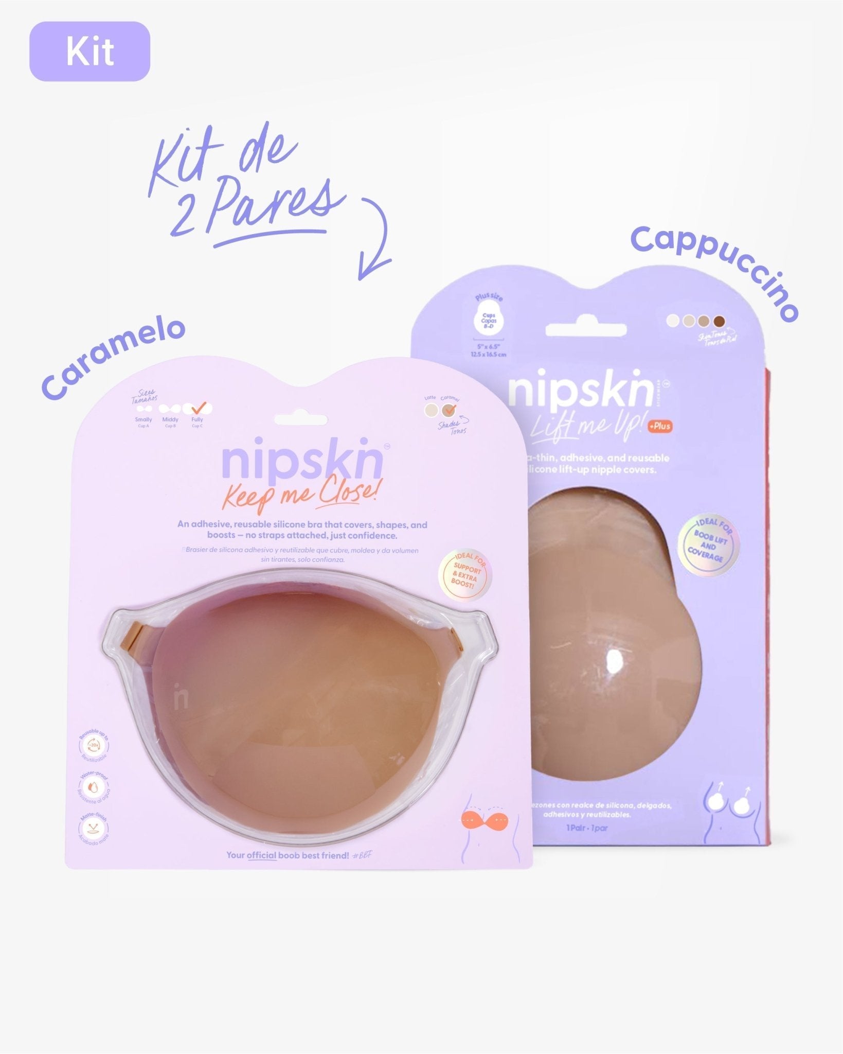 Kit Brasier Adhesivo + Copas Adhesivas en Silicona (Talla PLUS) - Nipskin® - Nipskin Salvador