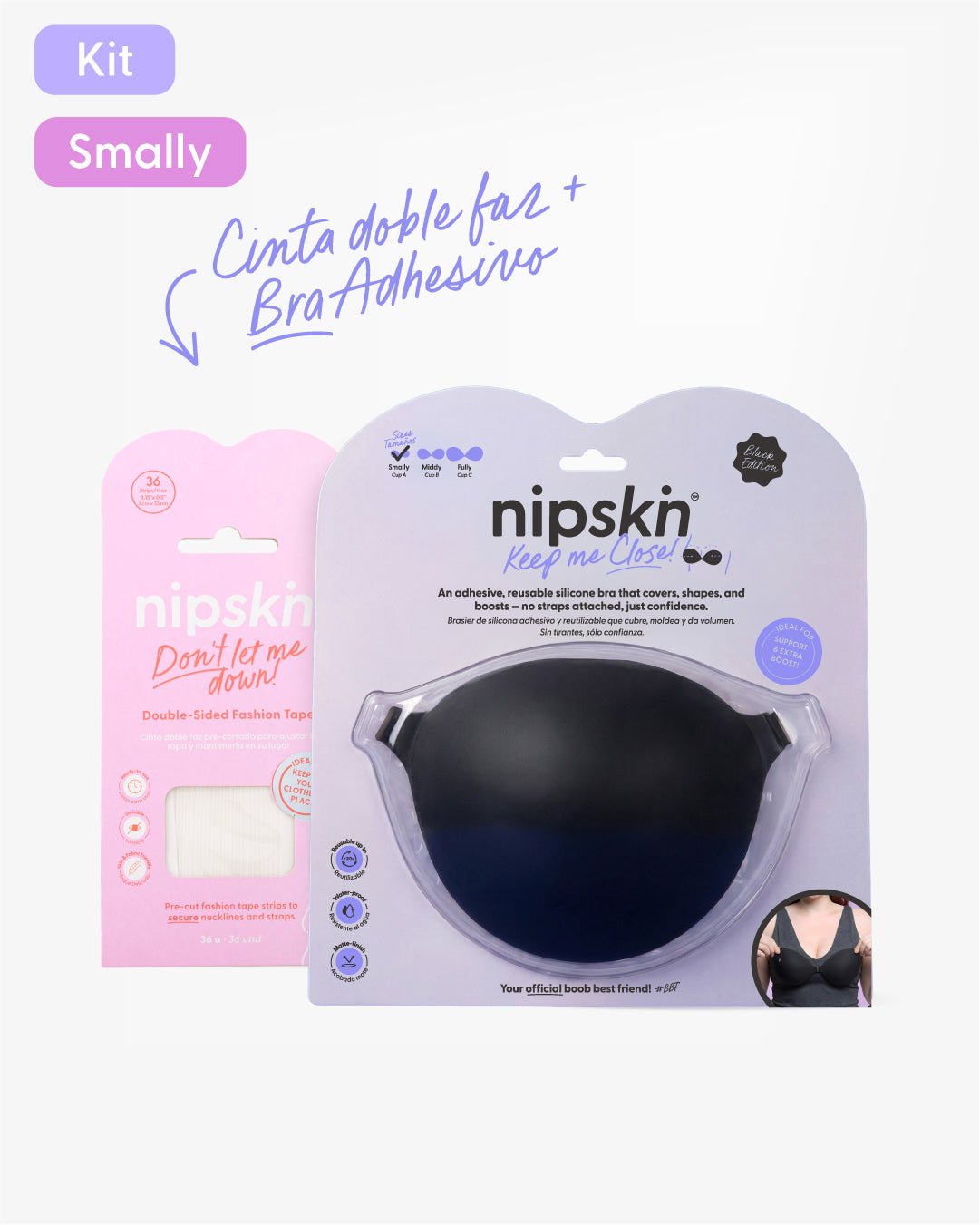 Kit Brasier Adhesivo de Silicona + Cinta Doble Faz. Keep Me Close + Fashion Tape - Nipskin® - Nipskin Salvador