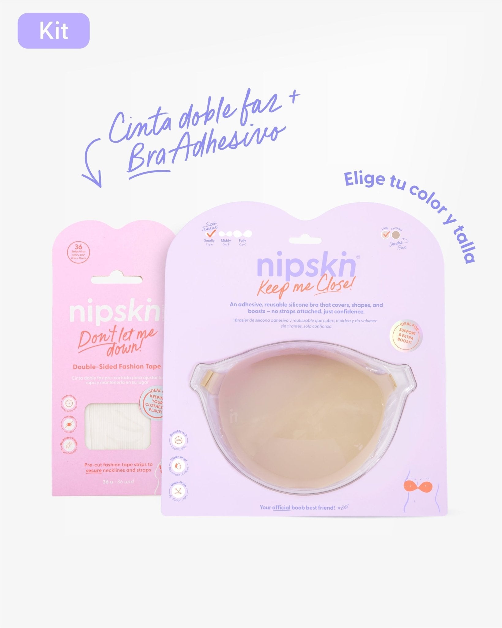 Kit Brasier Adhesivo de Silicona, Keep Me Close + Cinta Doble Faz - Nipskin® - Nipskin Salvador