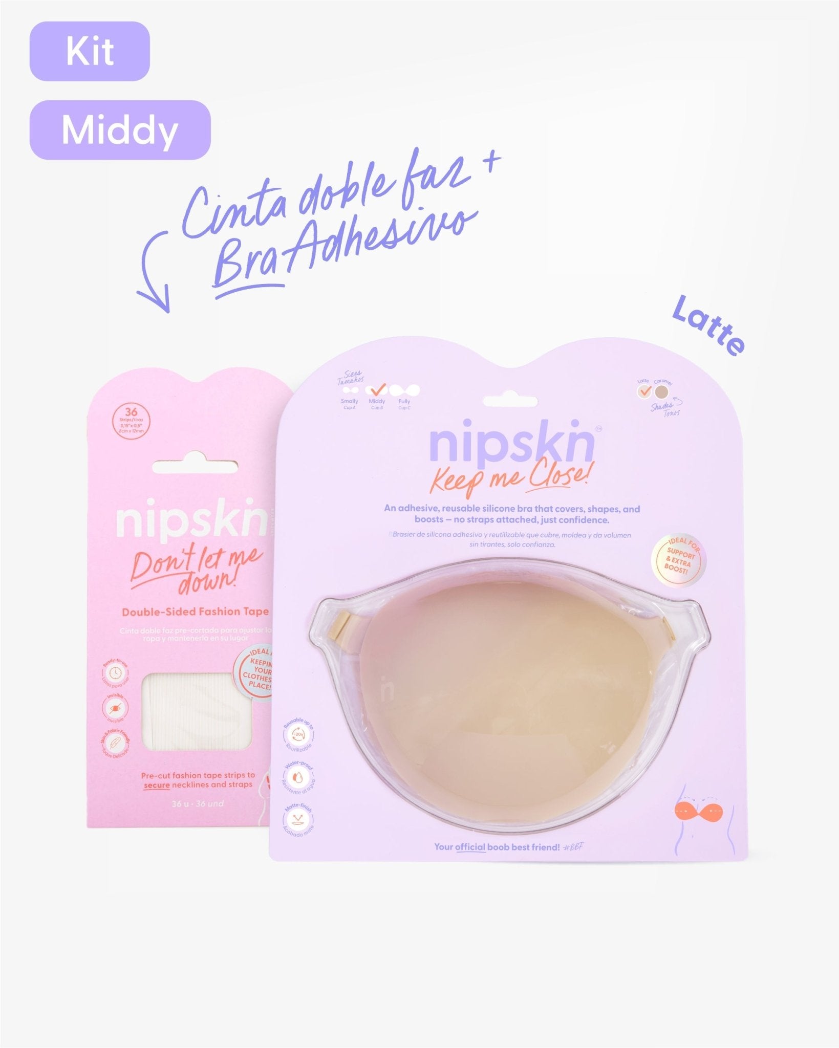 Kit Brasier Adhesivo de Silicona, Keep Me Close + Cinta Doble Faz - Nipskin® - Nipskin Salvador