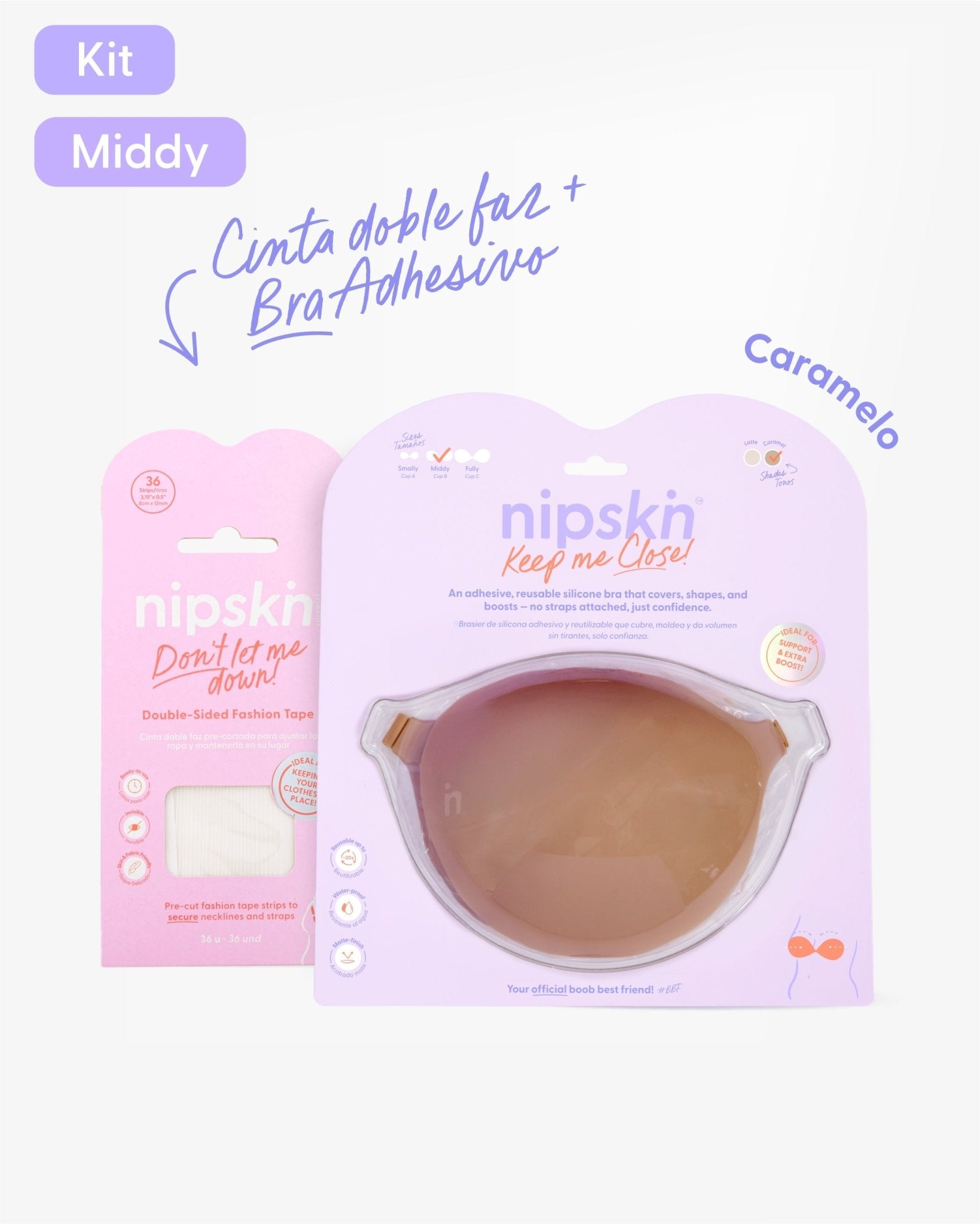 Kit Brasier Adhesivo de Silicona, Keep Me Close + Cinta Doble Faz - Nipskin® - Nipskin Salvador