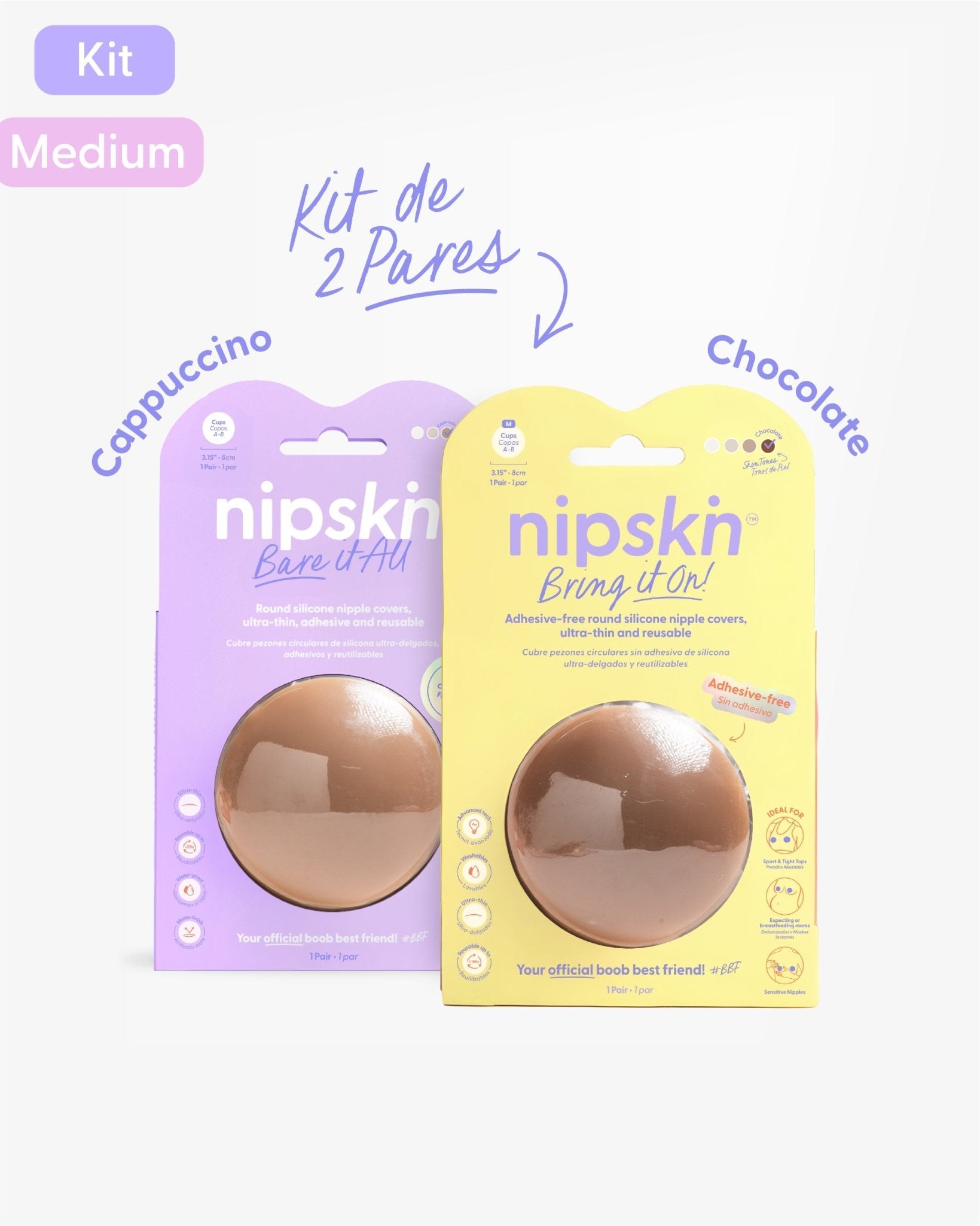 Kit Cubre pezones Sin Adhesivo + Cubre pezones Con Adhesivo | Nipskin® - Nipskin Salvador