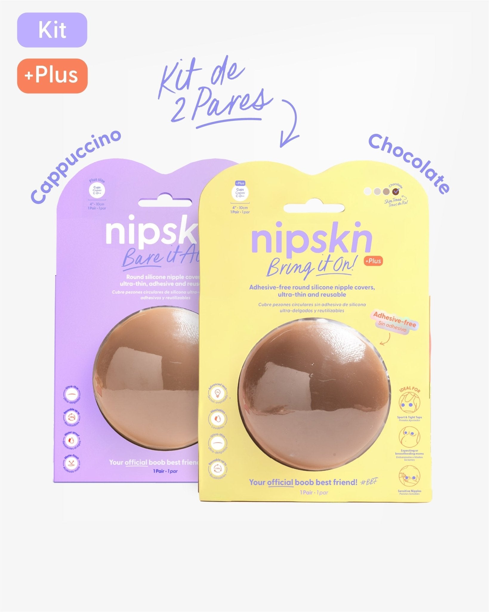 Kit Cubre pezones Sin Adhesivo + Cubre pezones Con Adhesivo | Nipskin® - Nipskin Salvador