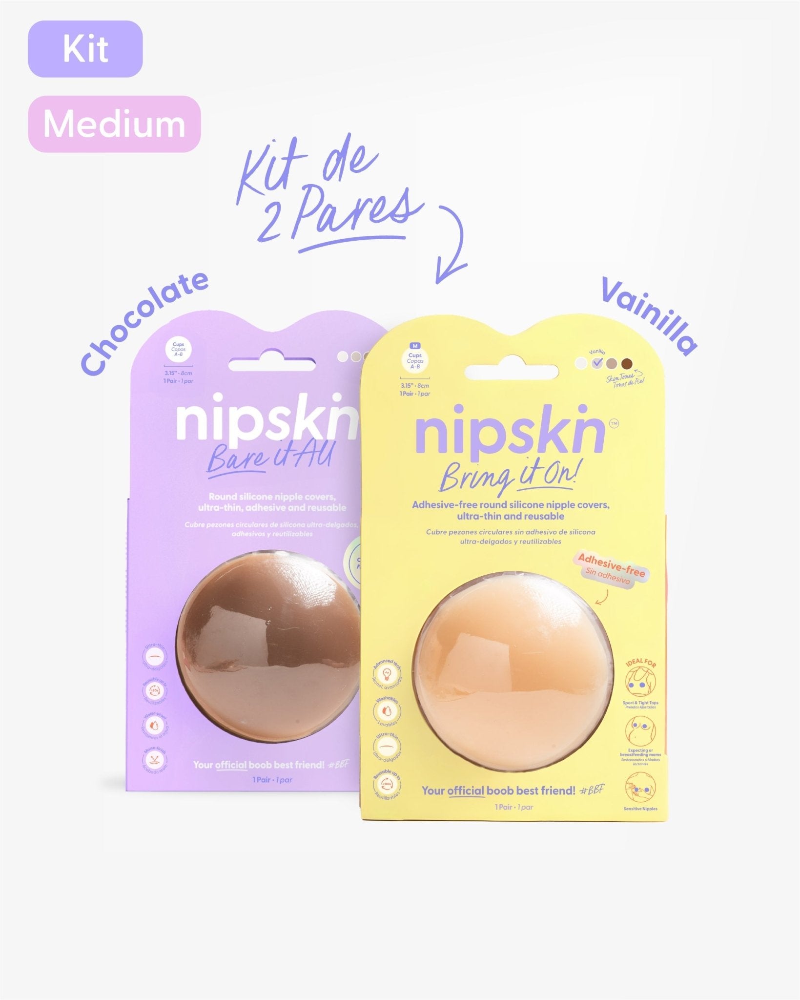 Kit Cubre pezones Sin Adhesivo + Cubre pezones Con Adhesivo | Nipskin® - Nipskin Salvador