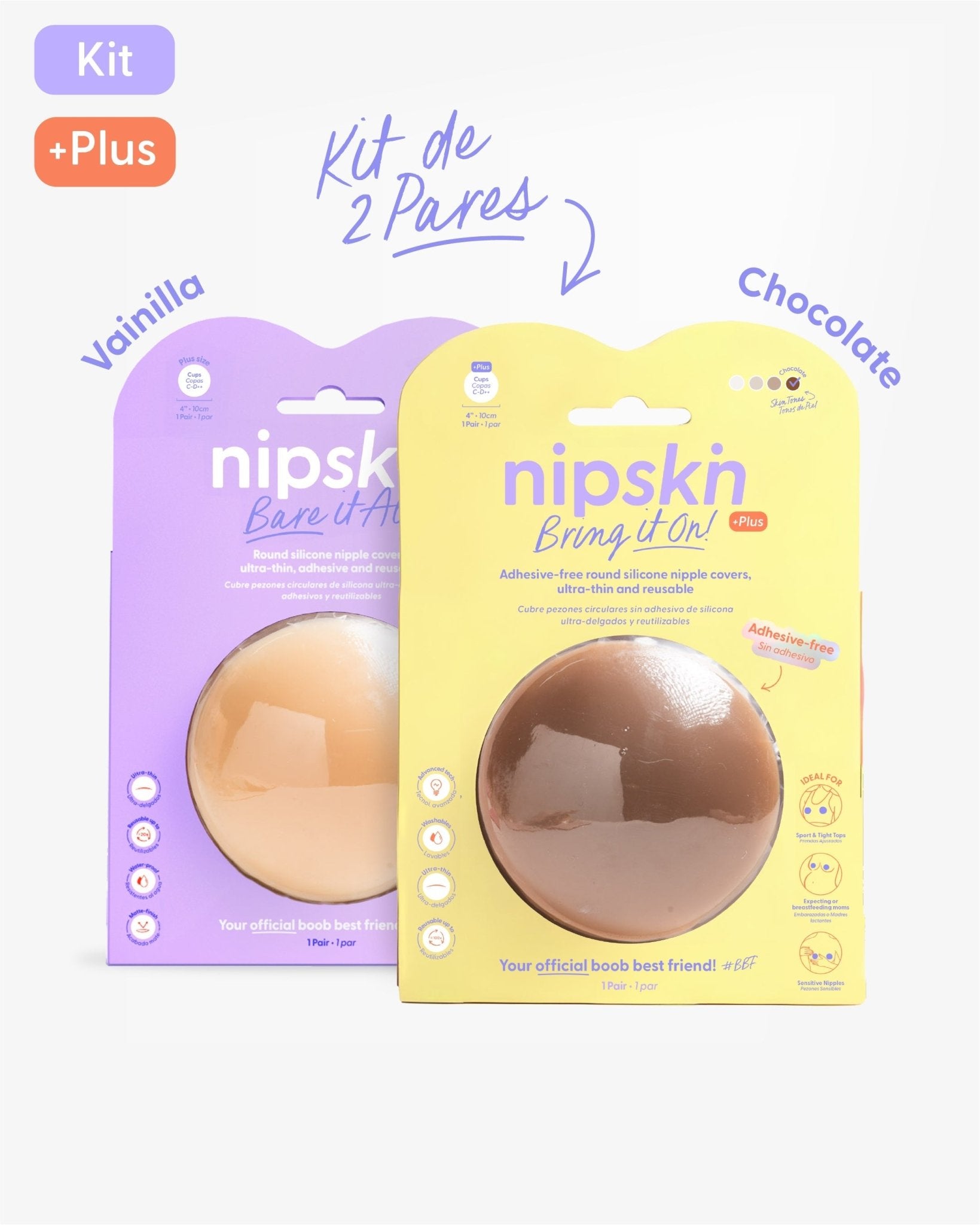 Kit Cubre pezones Sin Adhesivo + Cubre pezones Con Adhesivo | Nipskin® - Nipskin Salvador