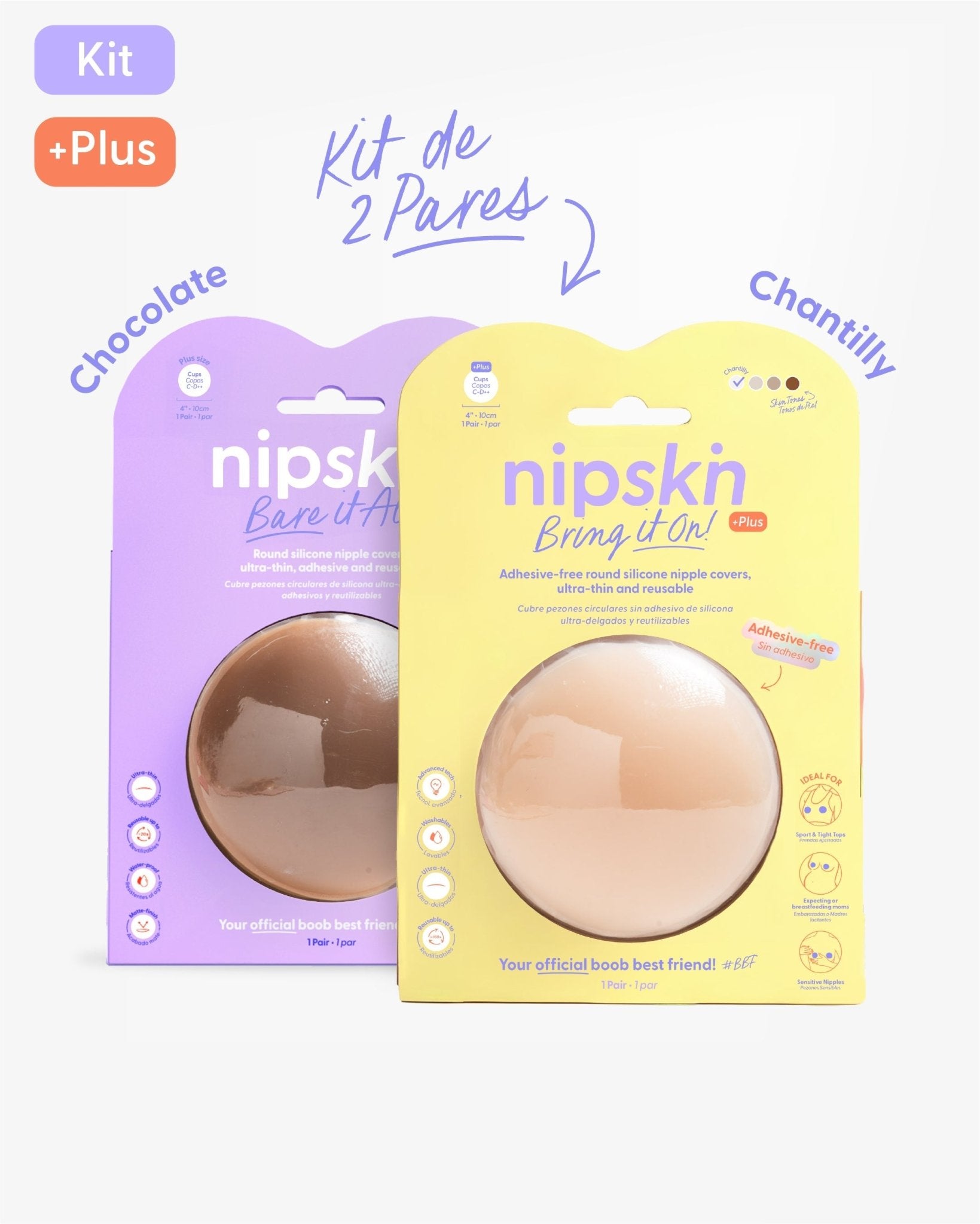 Kit Cubre pezones Sin Adhesivo + Cubre pezones Con Adhesivo | Nipskin® - Nipskin Salvador