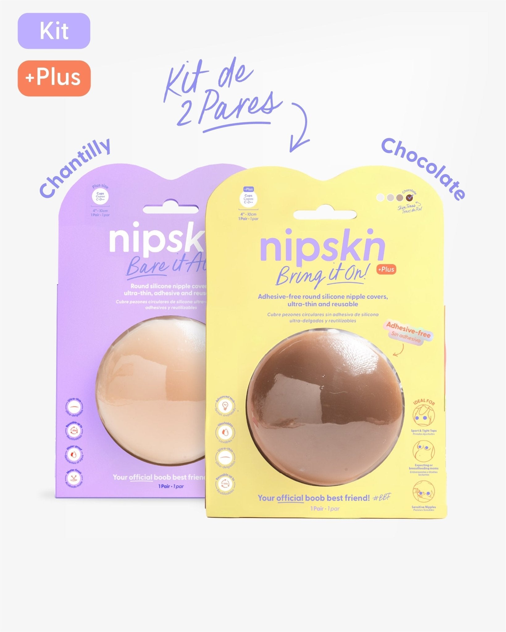 Kit Cubre pezones Sin Adhesivo + Cubre pezones Con Adhesivo | Nipskin® - Nipskin Salvador
