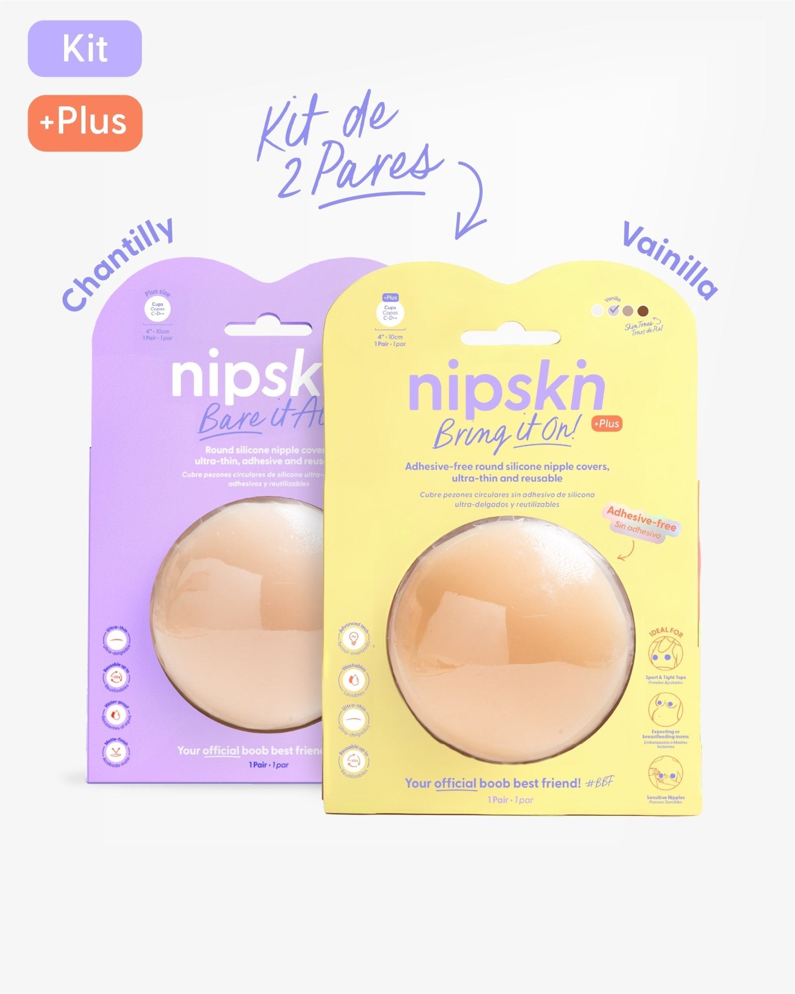 Kit Cubre pezones Sin Adhesivo + Cubre pezones Con Adhesivo | Nipskin® - Nipskin Salvador
