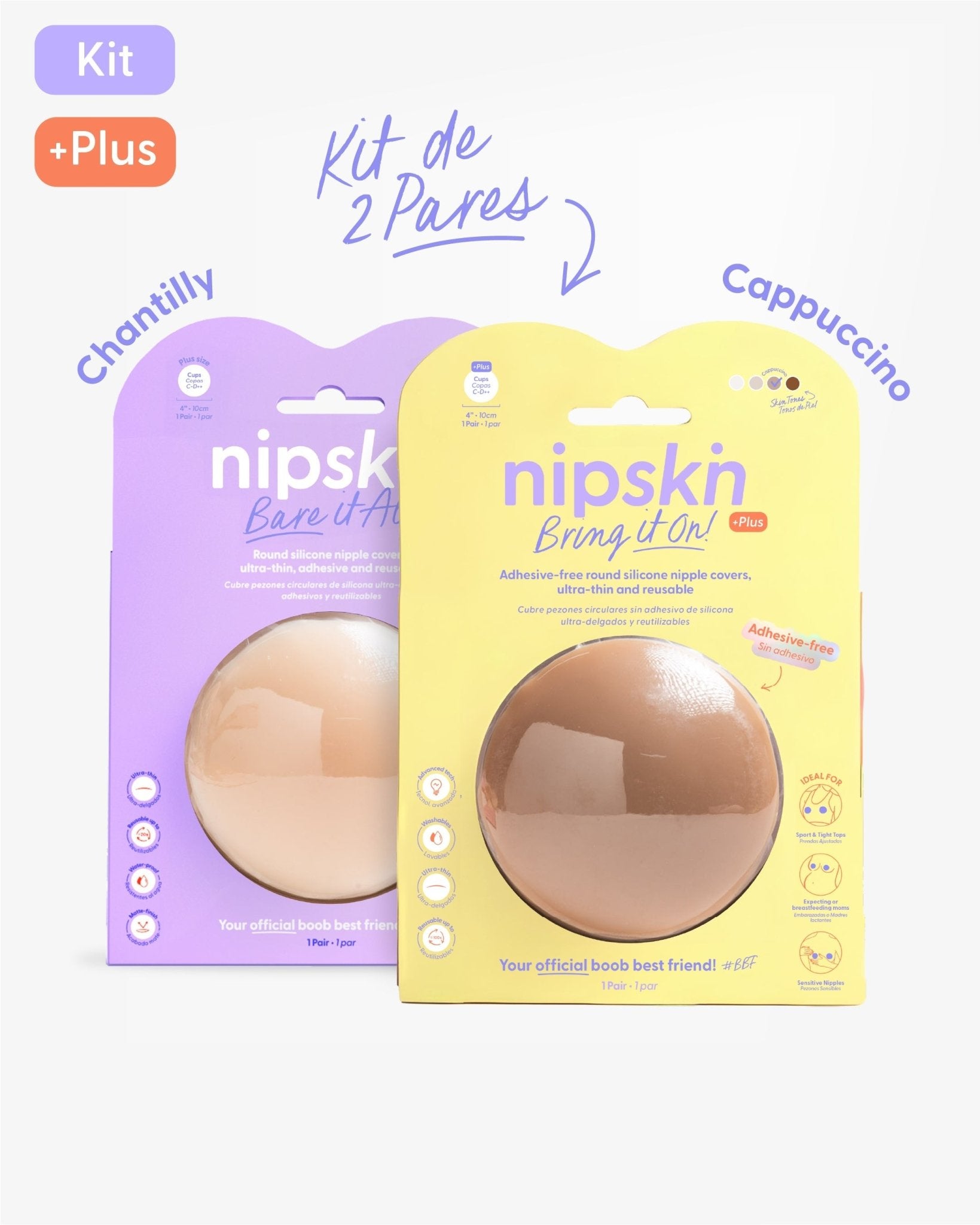 Kit Cubre pezones Sin Adhesivo + Cubre pezones Con Adhesivo | Nipskin® - Nipskin Salvador