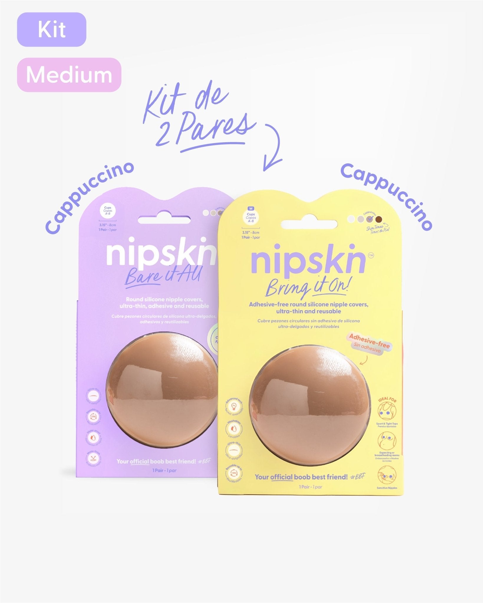 Kit Cubre pezones Sin Adhesivo + Cubre pezones Con Adhesivo | Nipskin® - Nipskin Salvador