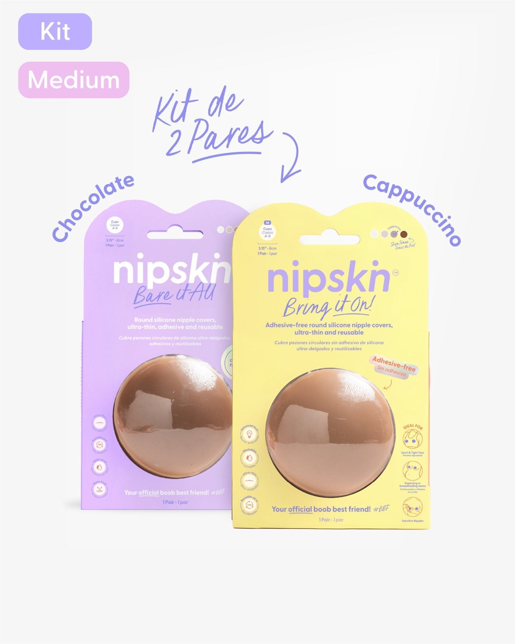 Kit Cubre pezones Sin Adhesivo + Cubre pezones Con Adhesivo | Nipskin® - Nipskin Salvador