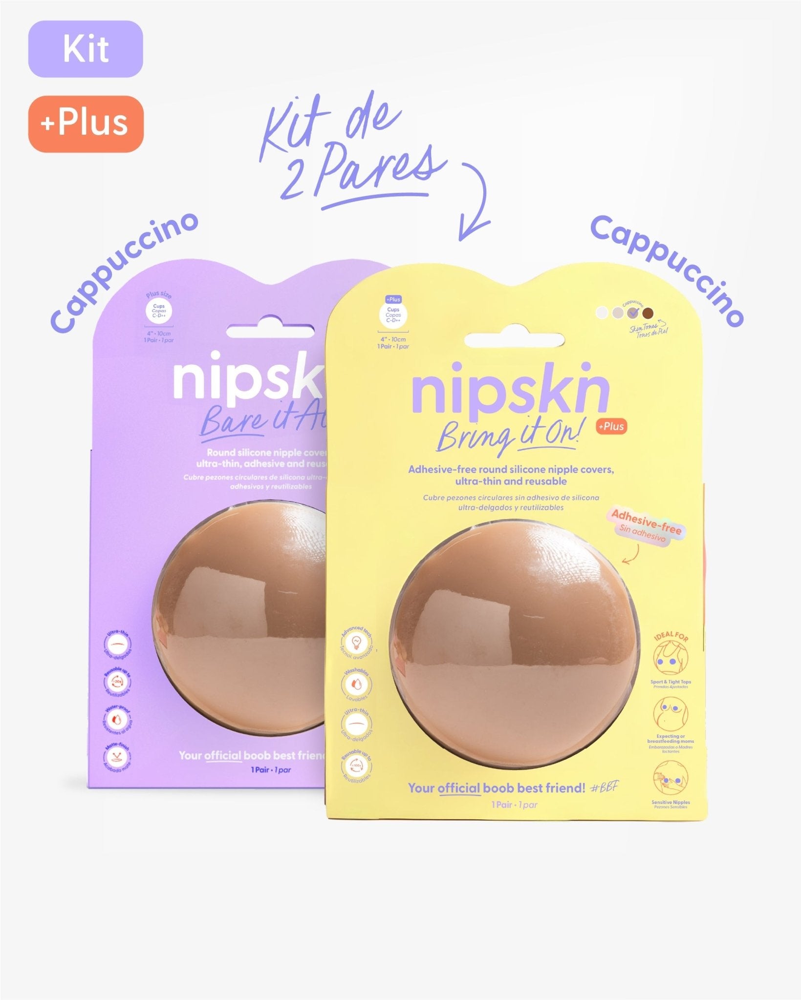 Kit Cubre pezones Sin Adhesivo + Cubre pezones Con Adhesivo | Nipskin® - Nipskin Salvador