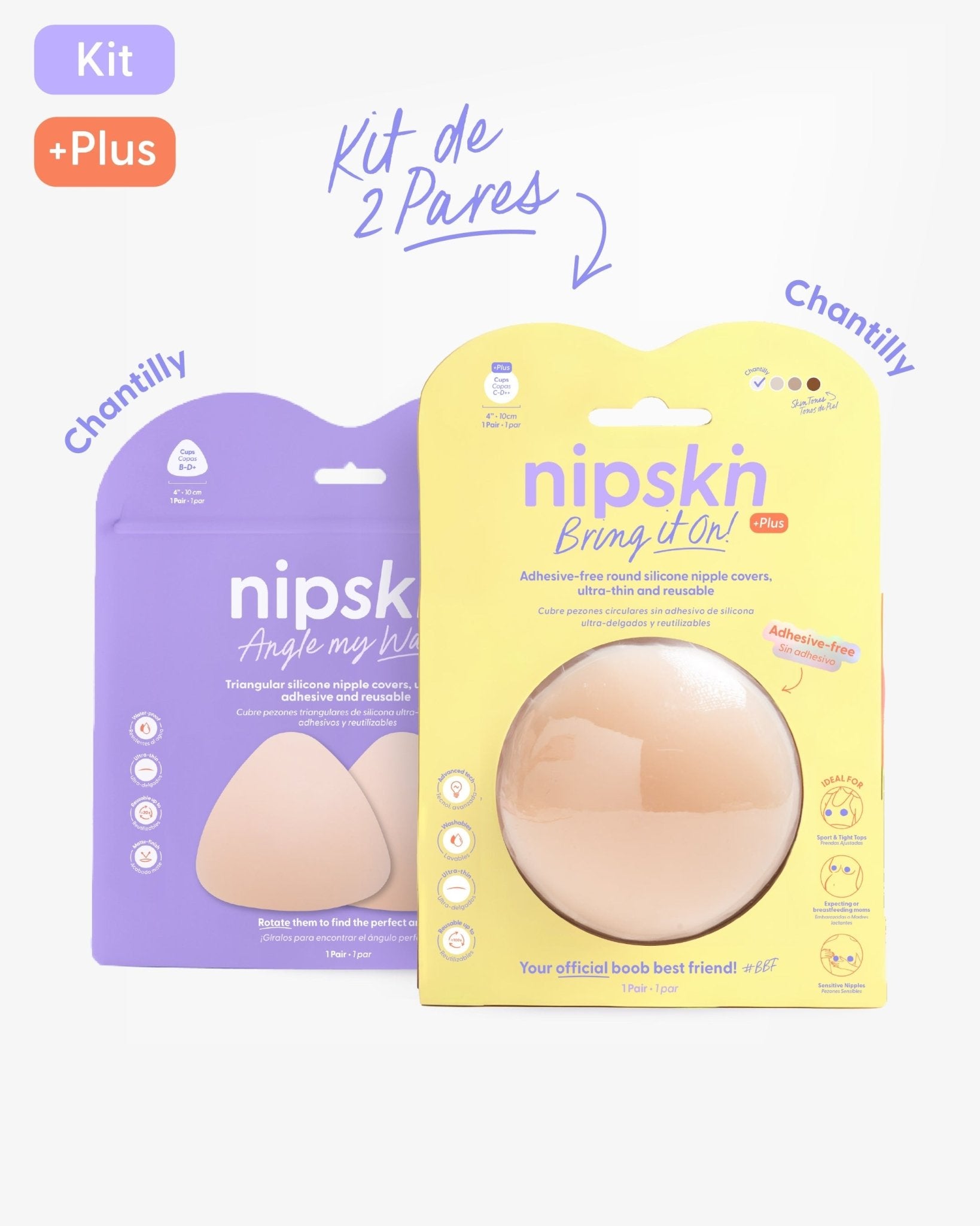 Kit Cubre pezones Sin Adhesivo + Triangular | Nipskin® - Nipskin Salvador