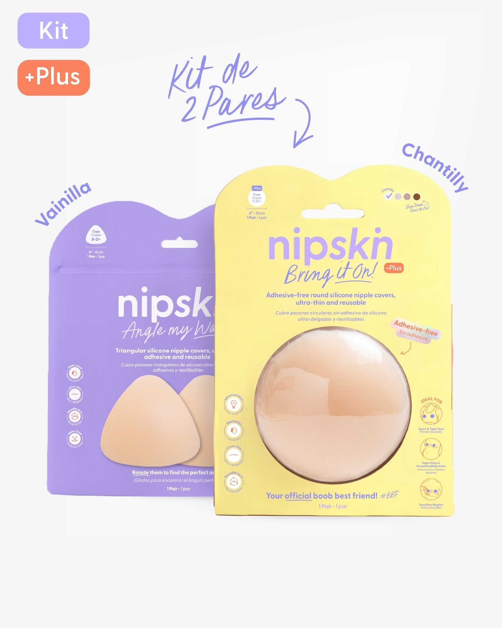 Kit Cubre pezones Sin Adhesivo + Triangular | Nipskin® - Nipskin Salvador