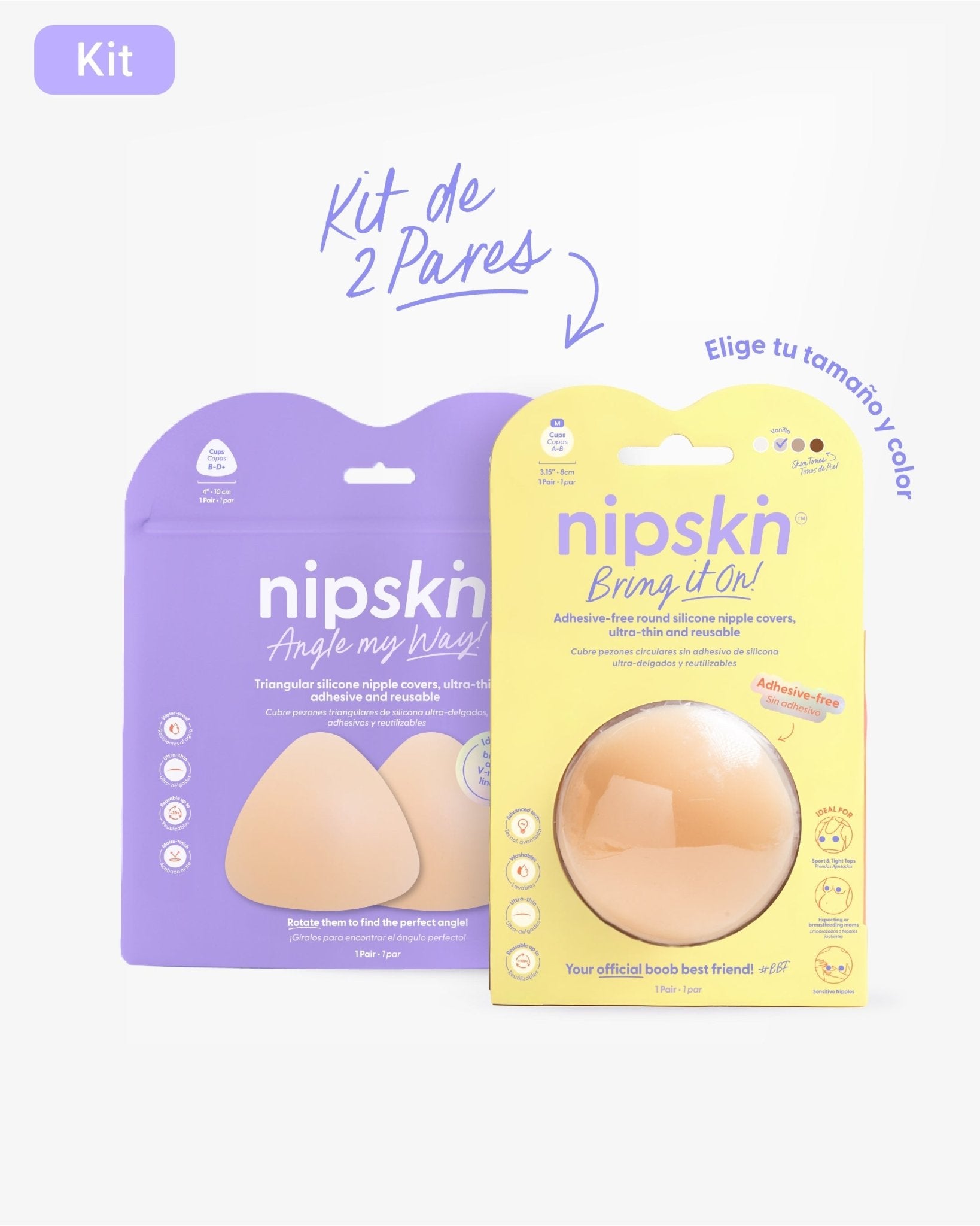 Kit Cubre pezones Sin Adhesivo + Triangular | Nipskin® - Nipskin Salvador
