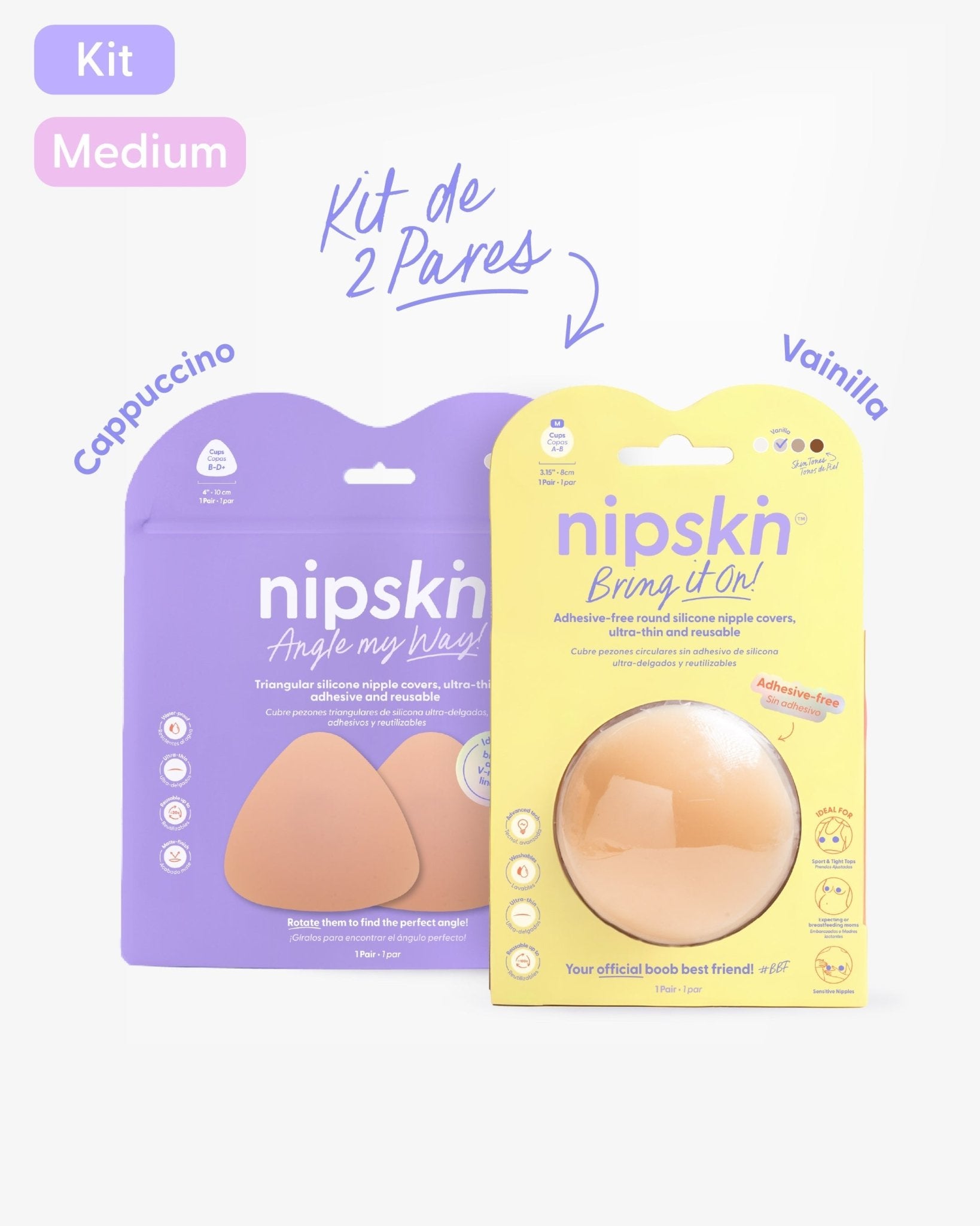 Kit Cubre pezones Sin Adhesivo + Triangular | Nipskin® - Nipskin Salvador