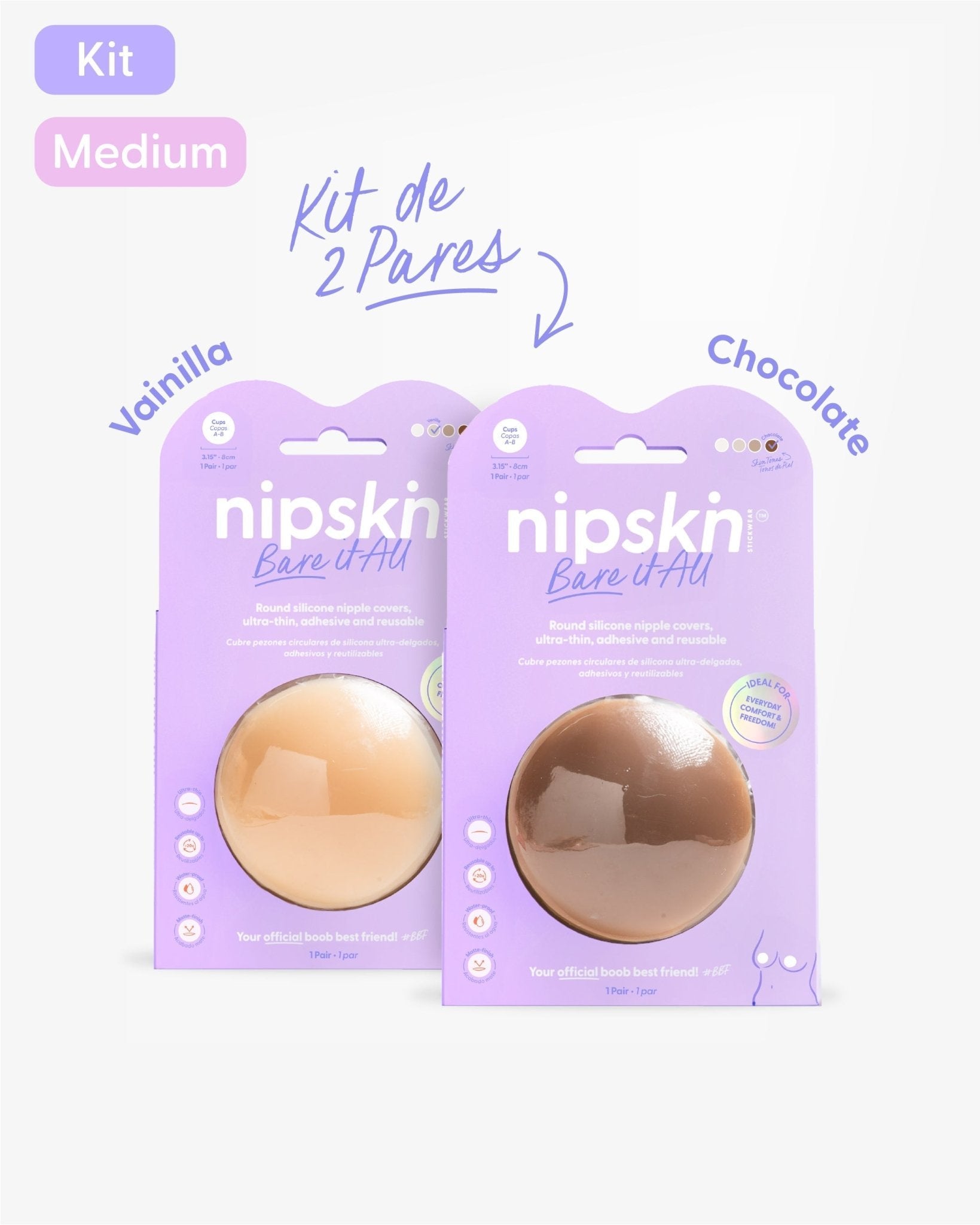 Kit x2 Cubre pezones Adhesivos Invisibles para Mujer - Nipskin® - Nipskin Salvador