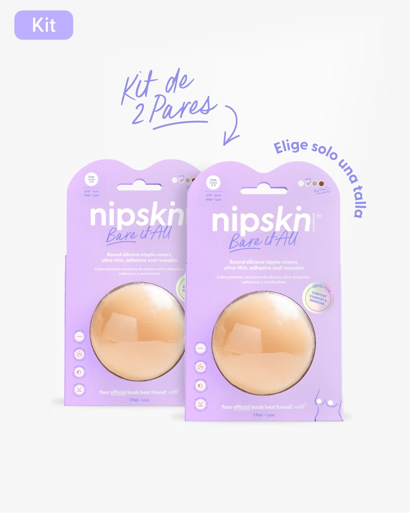 Kit x2 Cubre pezones Adhesivos Invisibles para Mujer - Nipskin® - Nipskin Salvador