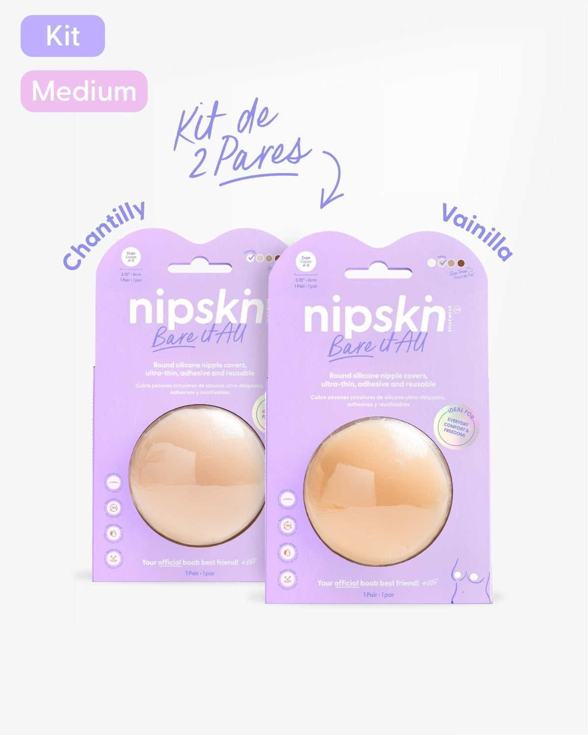 Kit x2 Cubre pezones Adhesivos Invisibles para Mujer - Nipskin® - Nipskin Salvador