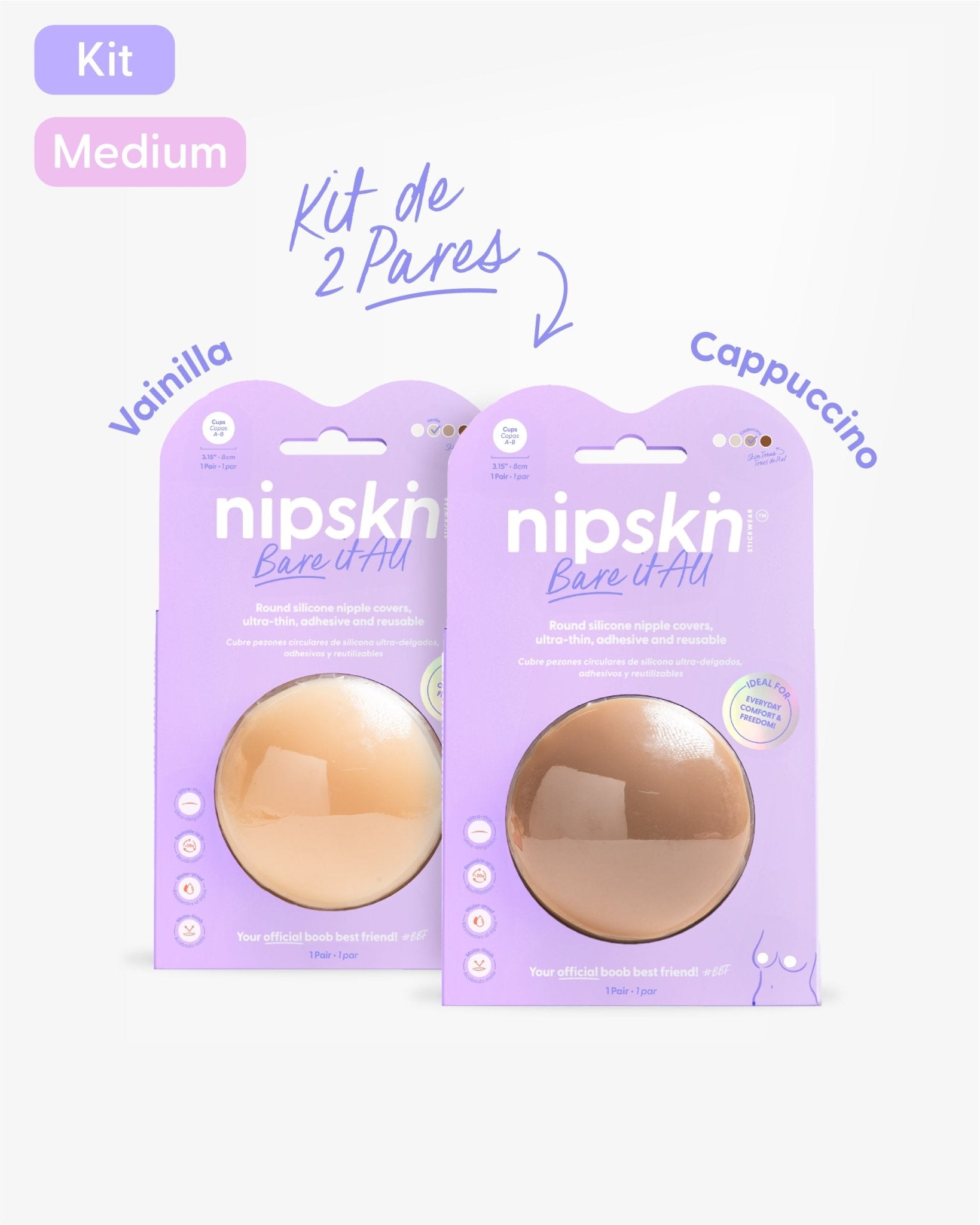 Kit x2 Cubre pezones Adhesivos Invisibles para Mujer - Nipskin® - Nipskin Salvador