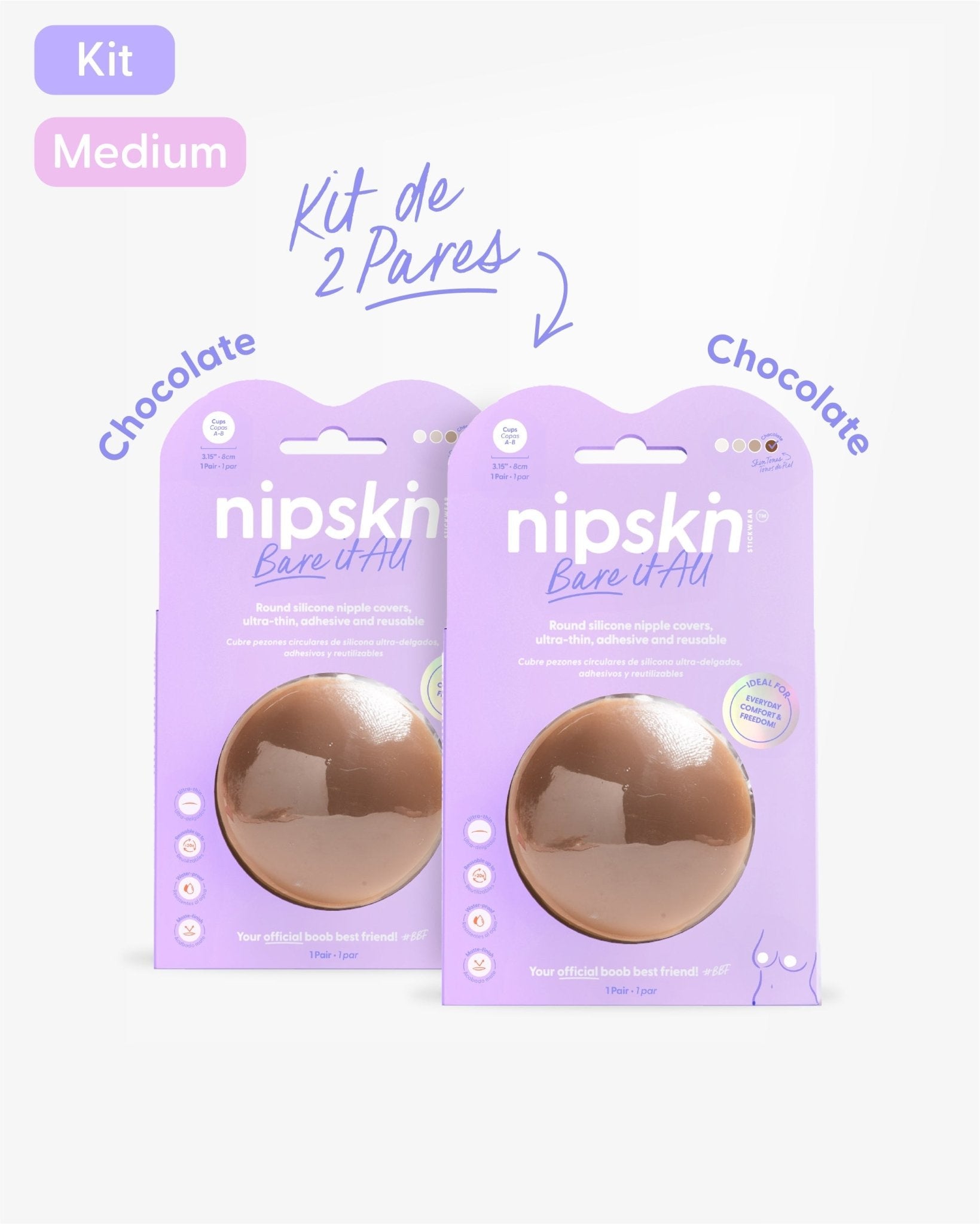 Kit x2 Cubre pezones Adhesivos Invisibles para Mujer - Nipskin® - Nipskin Salvador