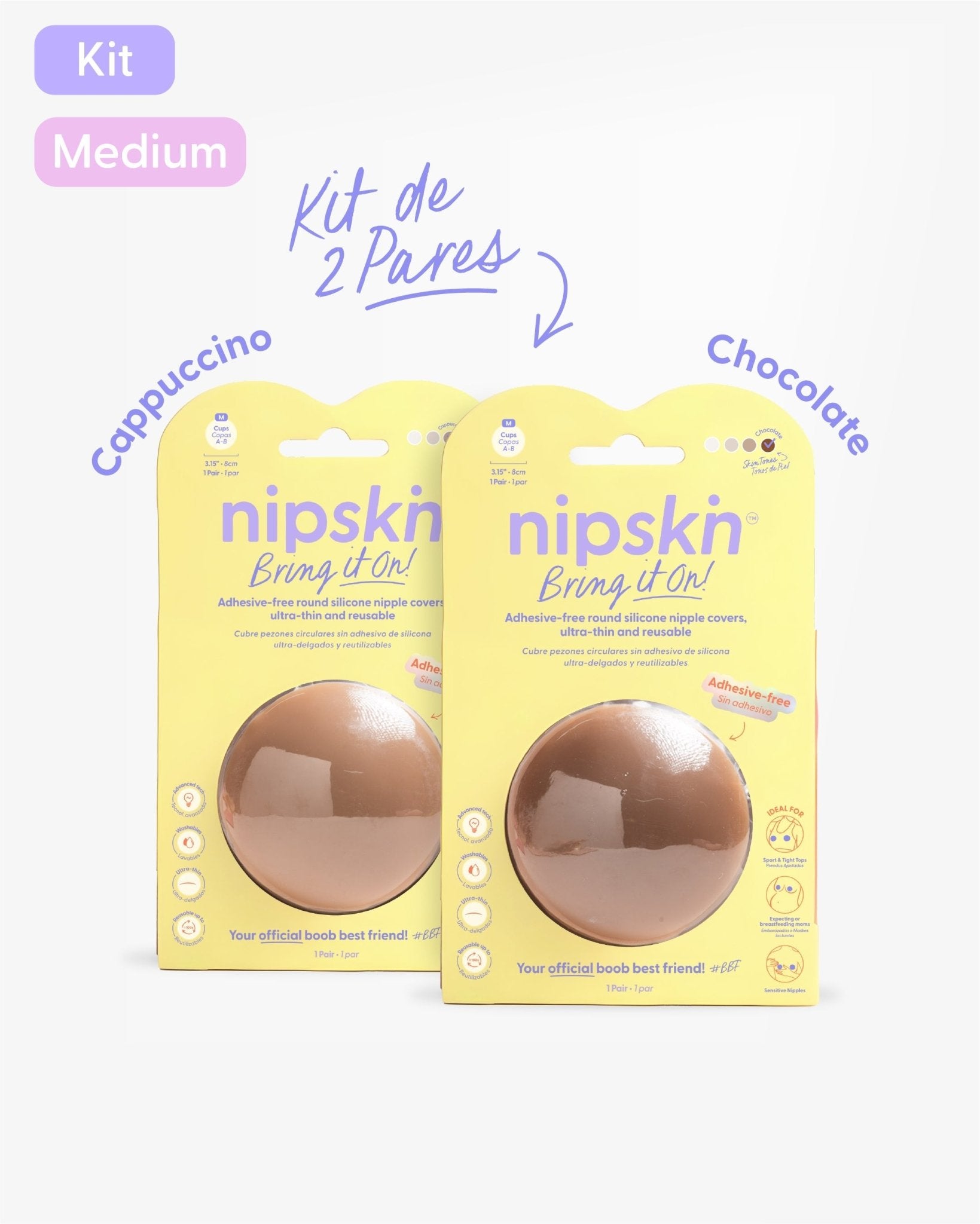 Kit x2 Cubre pezones Sin Adhesivo Reutilizables, Bring It On | Nipskin® - Nipskin Salvador