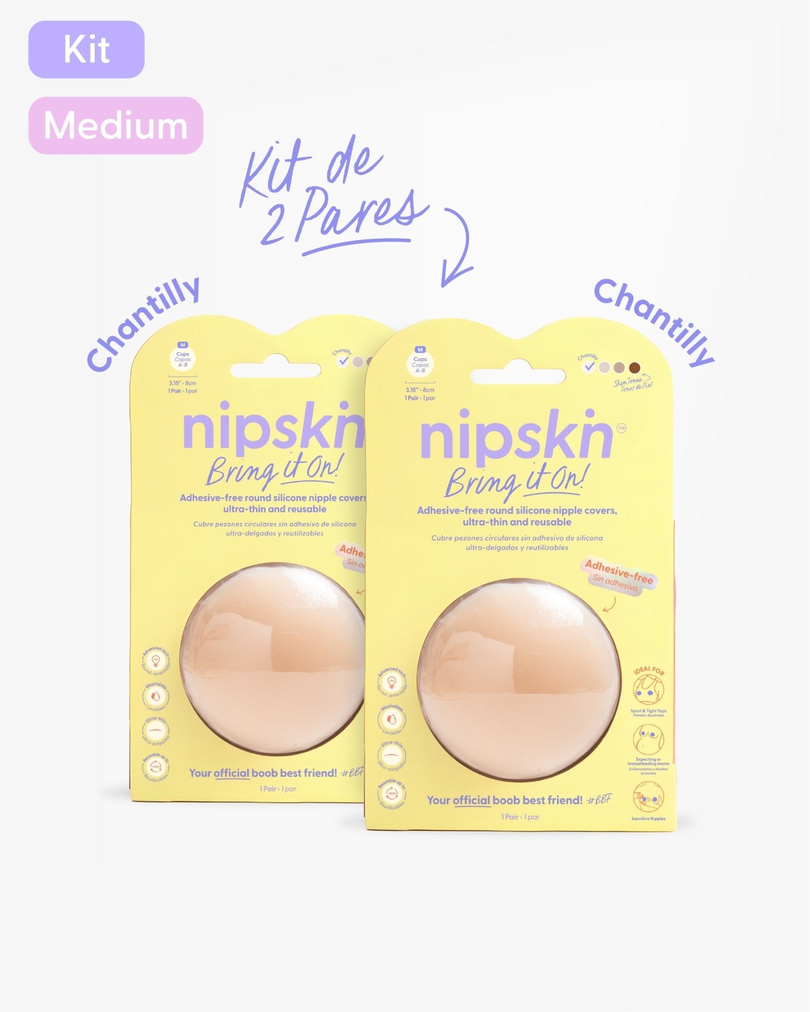 Kit x2 Cubre pezones Sin Adhesivo Reutilizables, Bring It On | Nipskin® - Nipskin Salvador