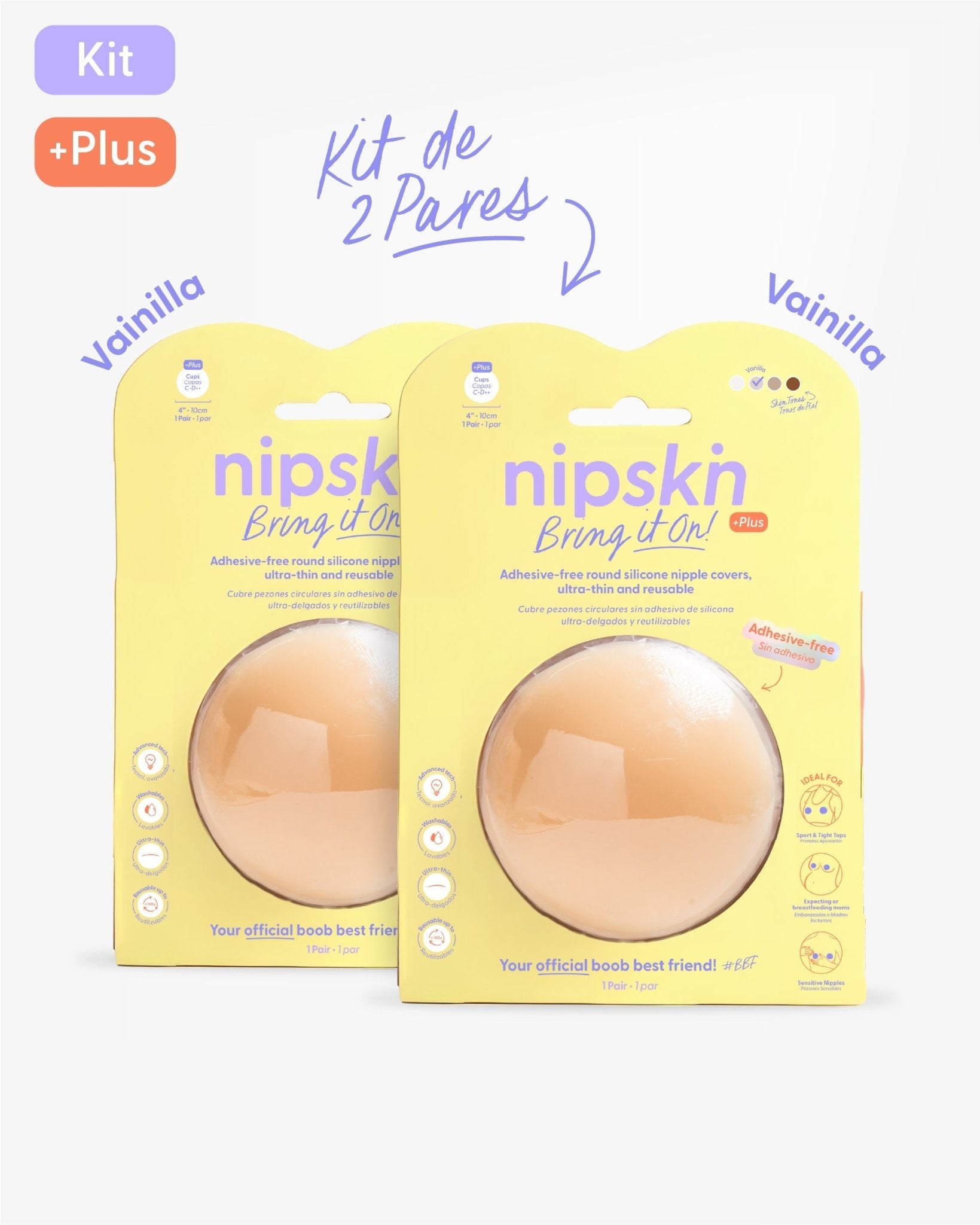 Kit x2 Cubre pezones Sin Adhesivo Reutilizables, Bring It On | Nipskin® - Nipskin Salvador