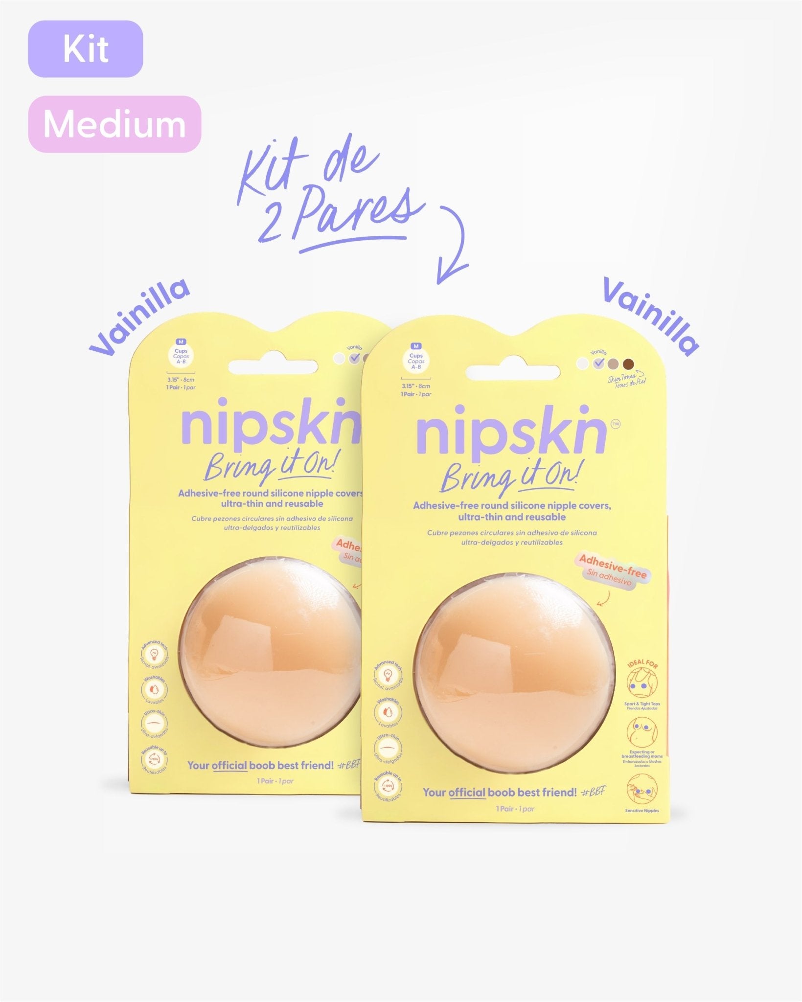 Kit x2 Cubre pezones Sin Adhesivo Reutilizables, Bring It On | Nipskin® - Nipskin Salvador