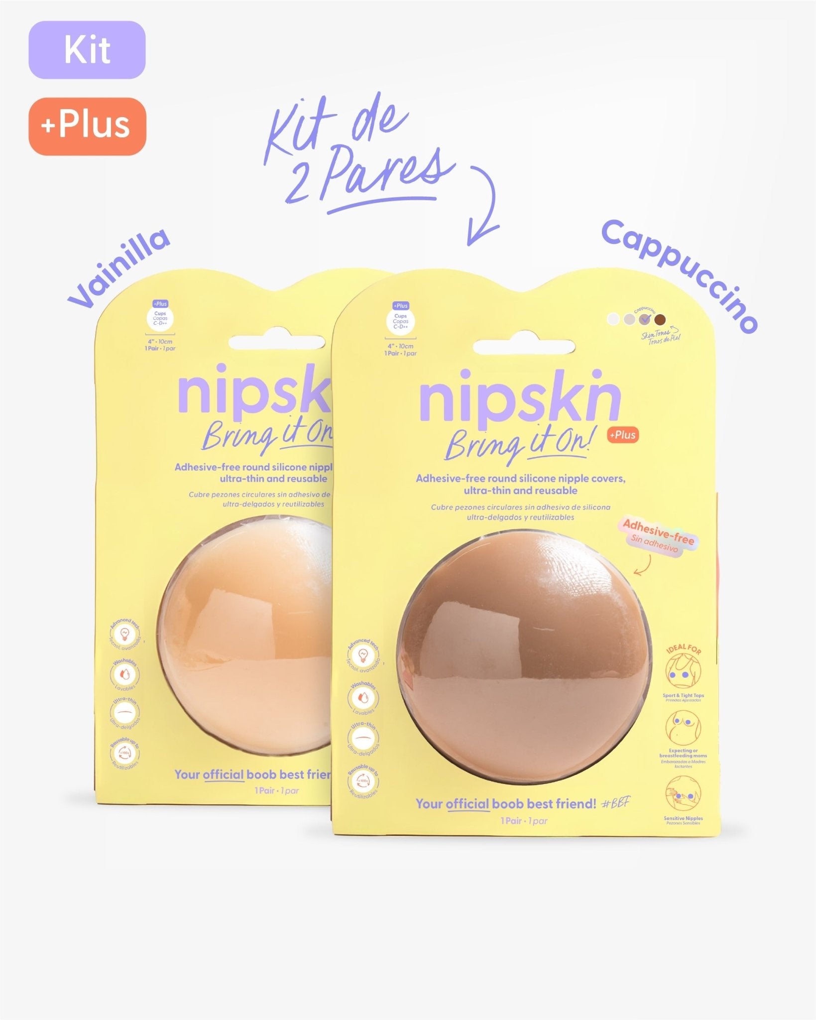 Kit x2 Cubre pezones Sin Adhesivo Reutilizables, Bring It On | Nipskin® - Nipskin Salvador