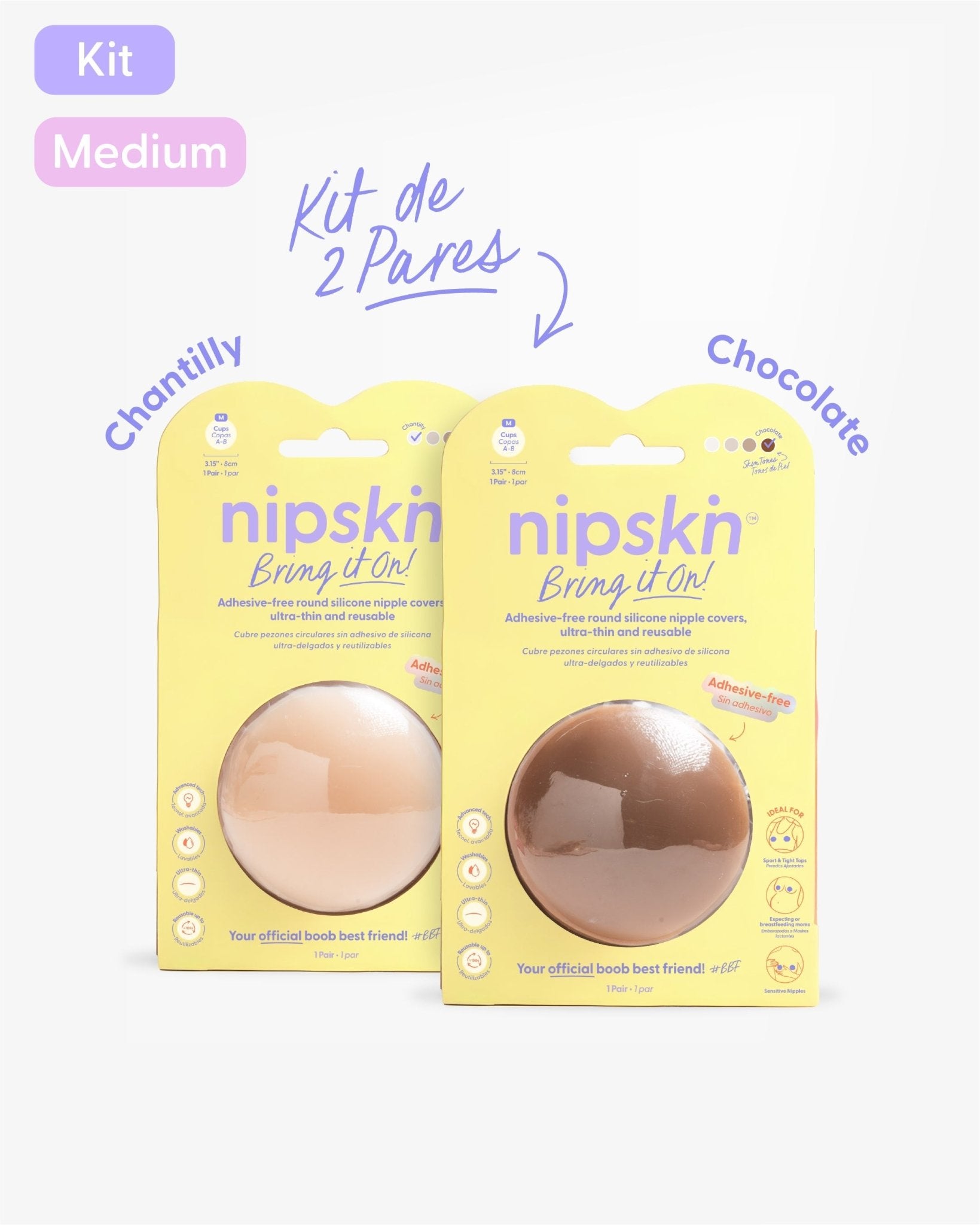 Kit x2 Cubre pezones Sin Adhesivo Reutilizables, Bring It On | Nipskin® - Nipskin Salvador